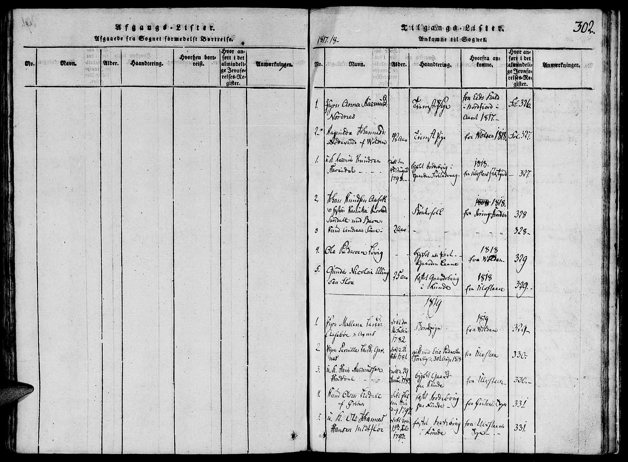Ministerialprotokoller, klokkerbøker og fødselsregistre - Møre og Romsdal, SAT/A-1454/507/L0069: Ministerialbok nr. 507A04, 1816-1841, s. 302
