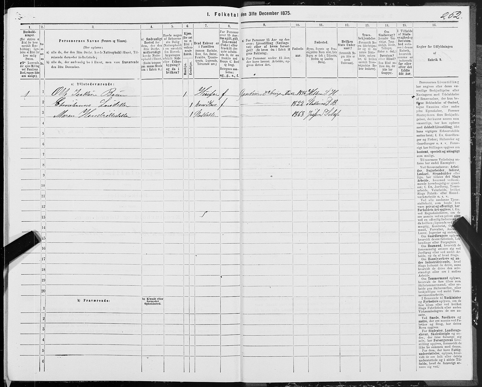 SAT, Folketelling 1875 for 1630P Aafjorden prestegjeld, 1875, s. 3252