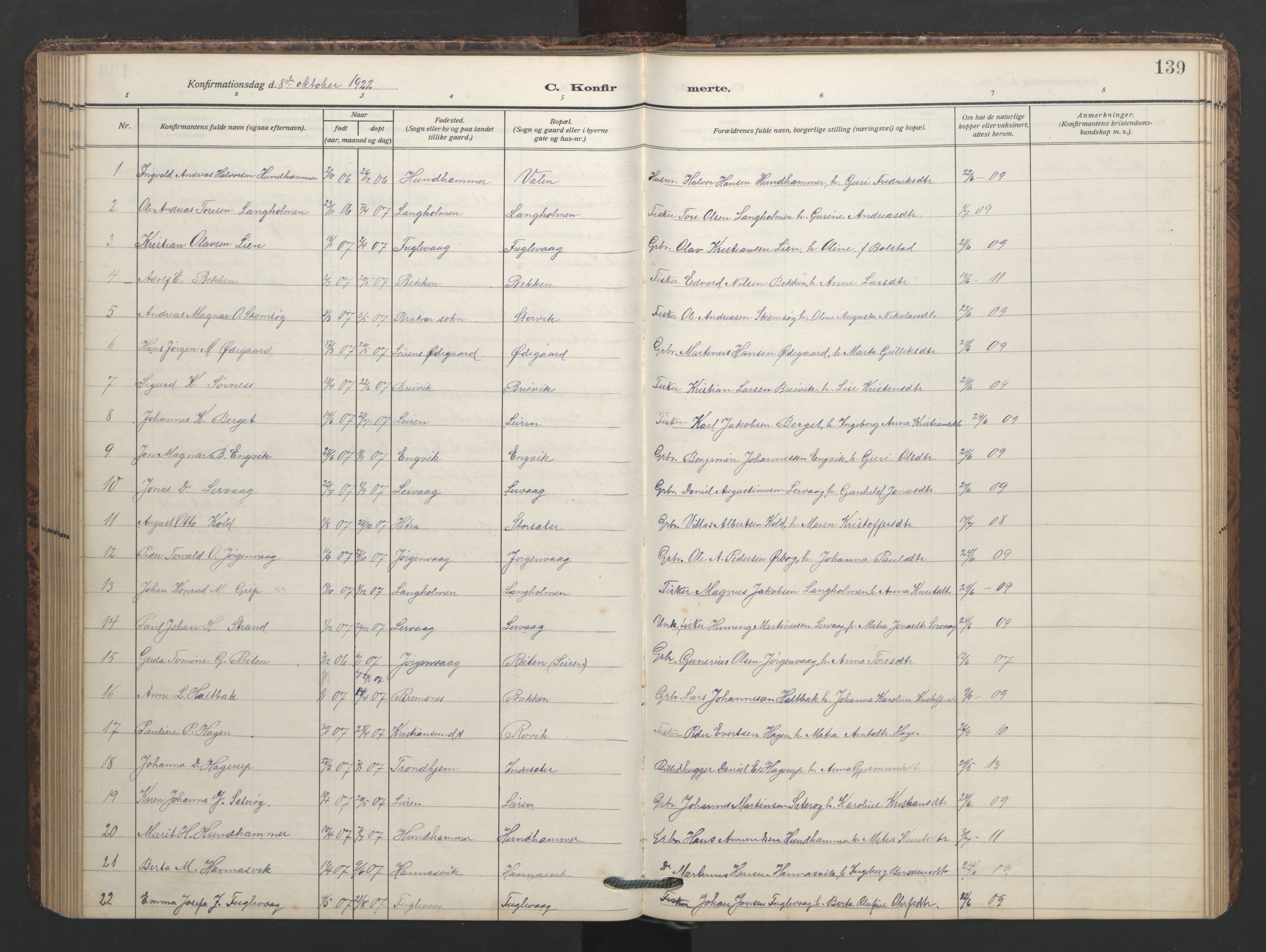 Ministerialprotokoller, klokkerbøker og fødselsregistre - Møre og Romsdal, AV/SAT-A-1454/577/L0897: Klokkerbok nr. 577C01, 1909-1946, s. 139