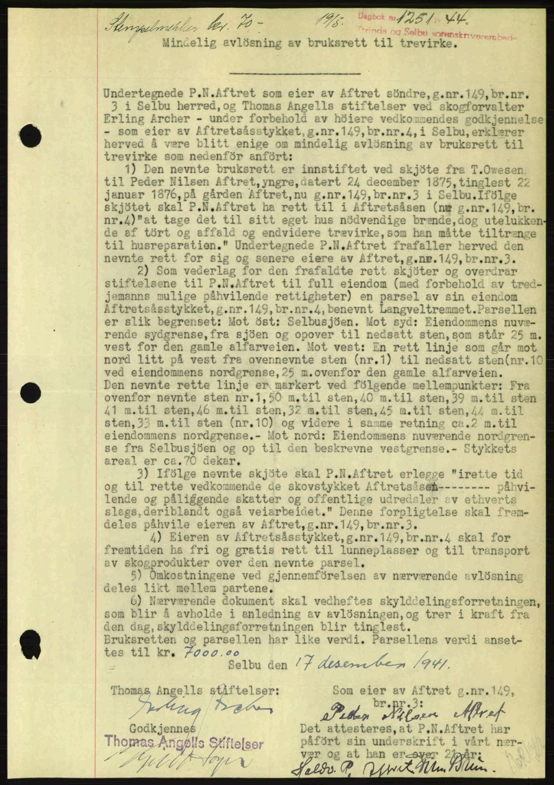 Strinda og Selbu sorenskriveri, SAT/A-0015/2/2C: Pantebok nr. A9, 1944-1945, Dagboknr: 1251/1944