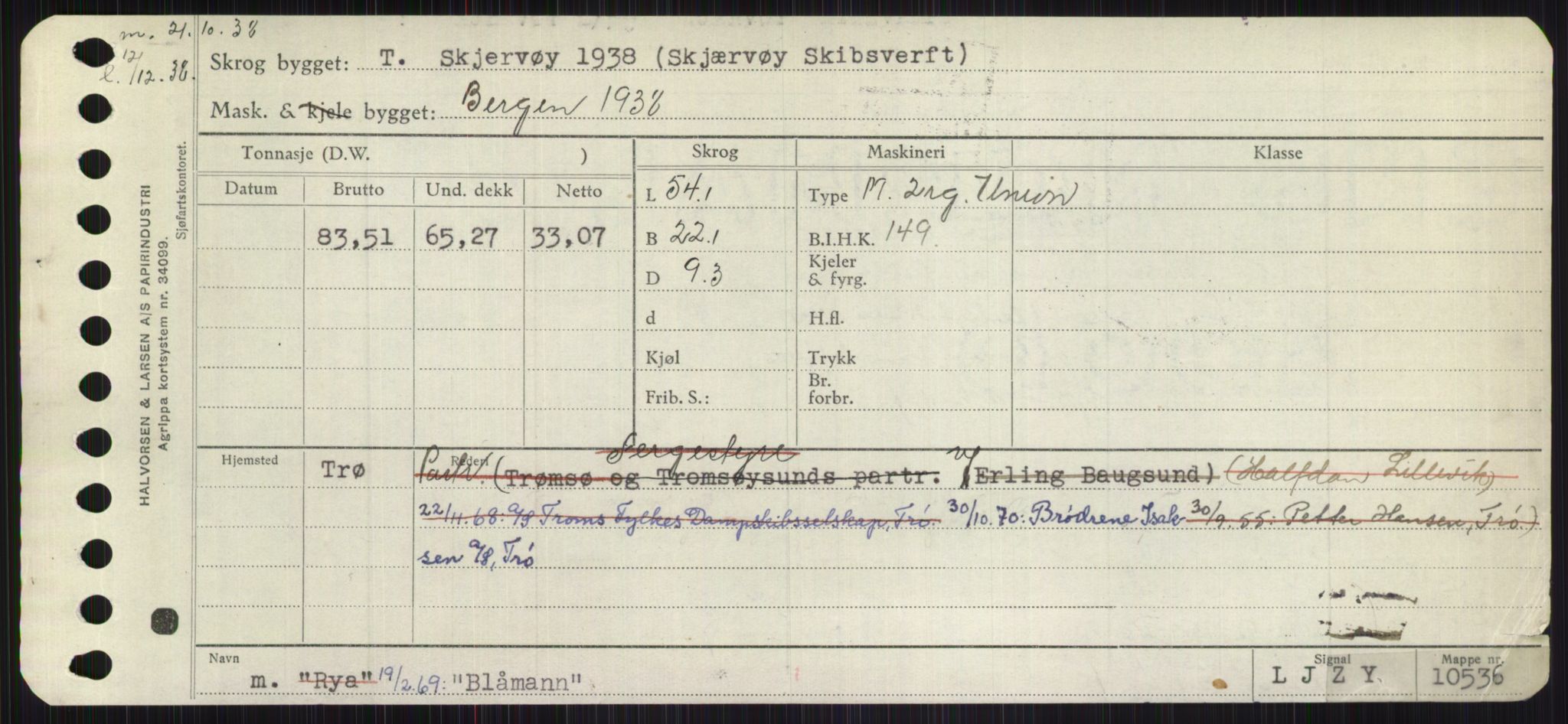 Sjøfartsdirektoratet med forløpere, Skipsmålingen, RA/S-1627/H/Ha/L0001/0002: Fartøy, A-Eig / Fartøy Bjør-Eig, s. 83