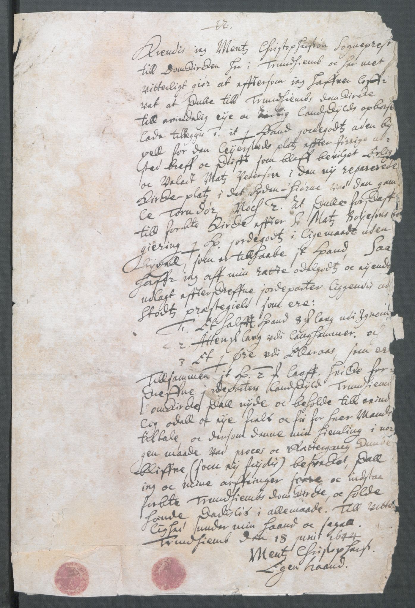 Riksarkivets diplomsamling, AV/RA-EA-5965/F02/L0158: Dokumenter, 1644-1645, s. 22