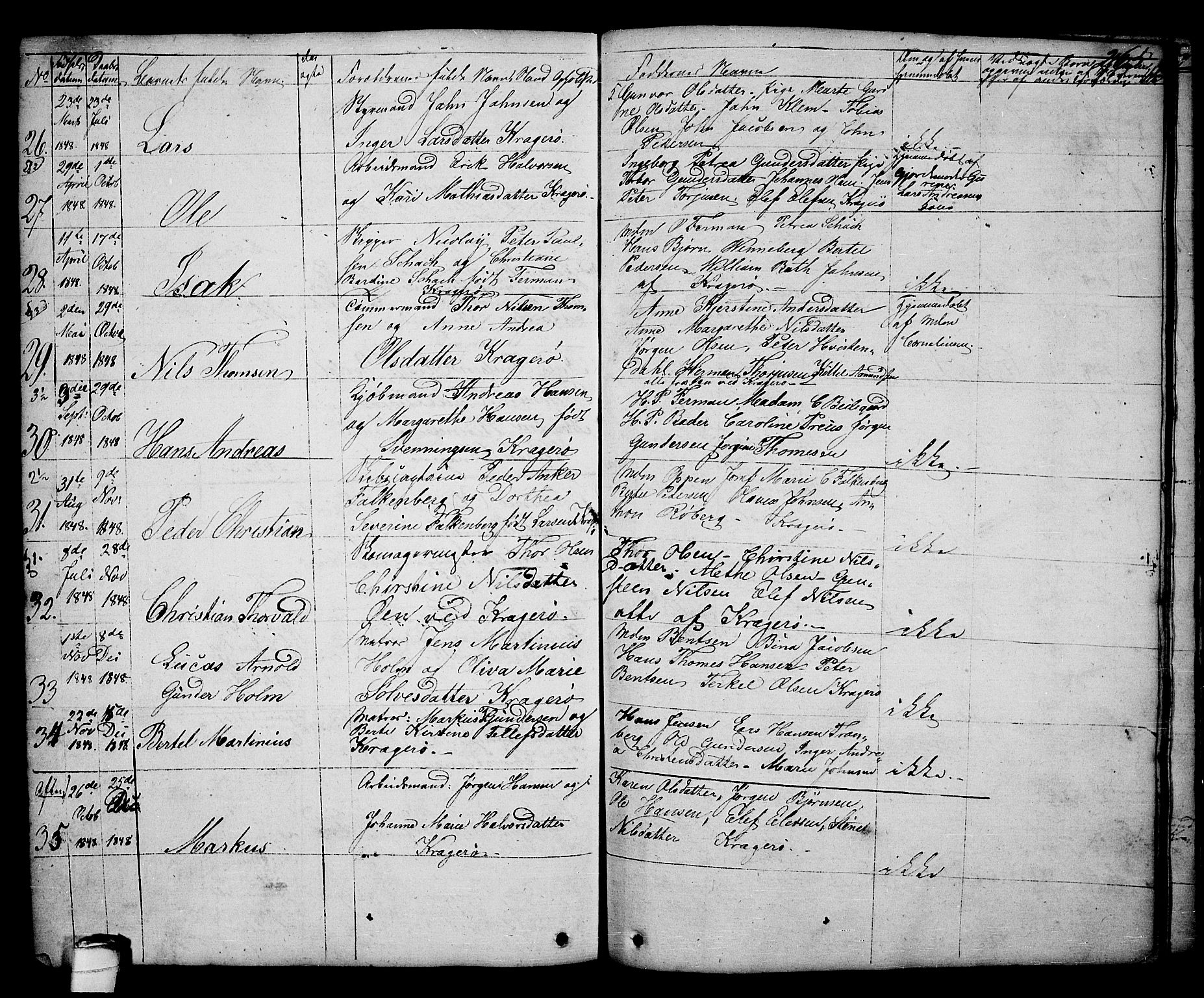 Kragerø kirkebøker, AV/SAKO-A-278/G/Ga/L0003: Klokkerbok nr. 3, 1832-1852, s. 265
