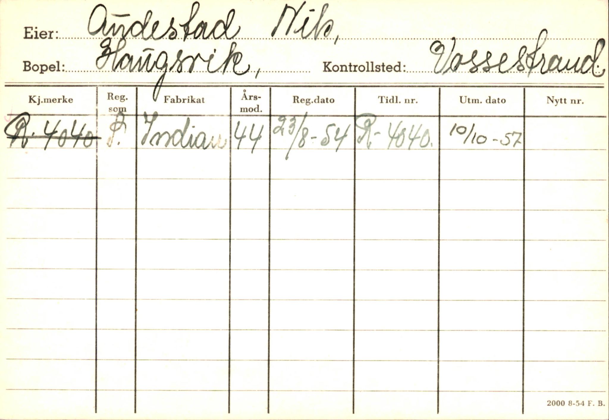 Statens vegvesen, Hordaland vegkontor, AV/SAB-A-5201/2/Ha/L0003: R-eierkort A-B, 1920-1971, s. 2