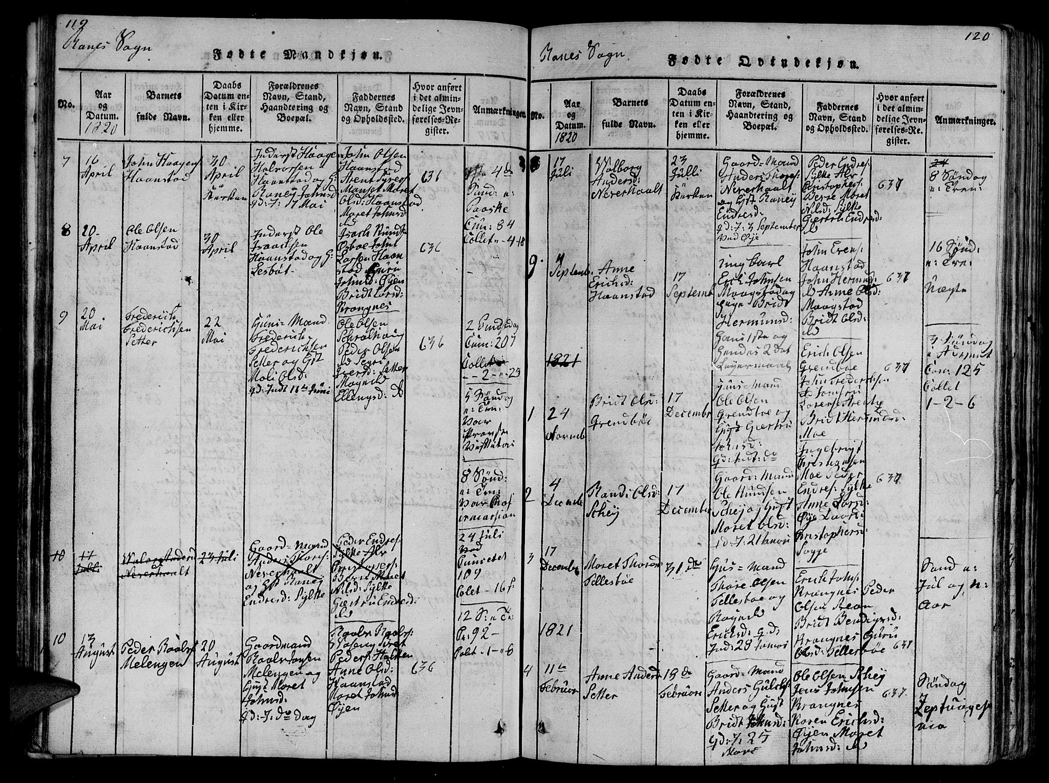 Ministerialprotokoller, klokkerbøker og fødselsregistre - Møre og Romsdal, AV/SAT-A-1454/595/L1050: Klokkerbok nr. 595C02, 1819-1834, s. 119-120