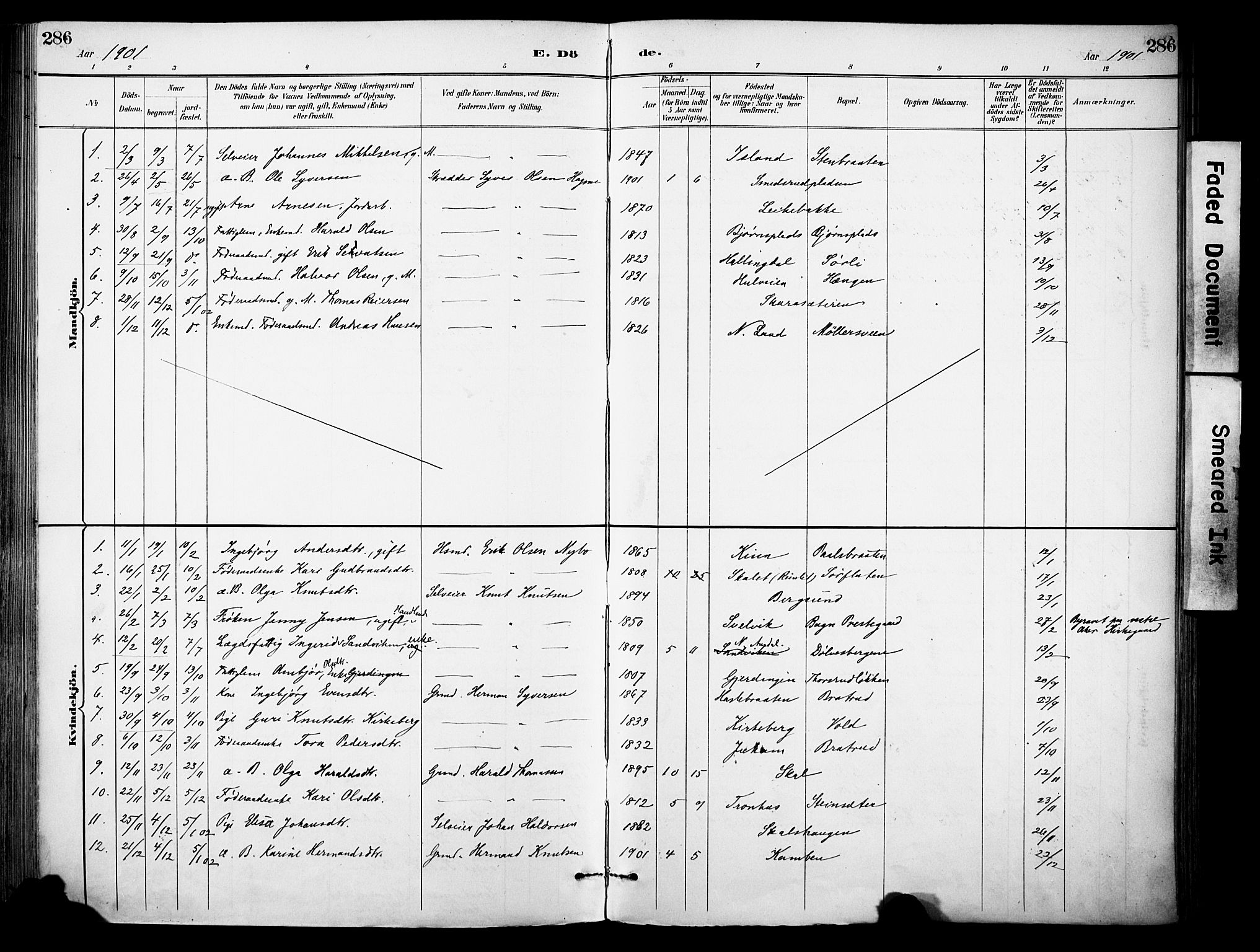 Sør-Aurdal prestekontor, AV/SAH-PREST-128/H/Ha/Haa/L0009: Ministerialbok nr. 9, 1886-1906, s. 286