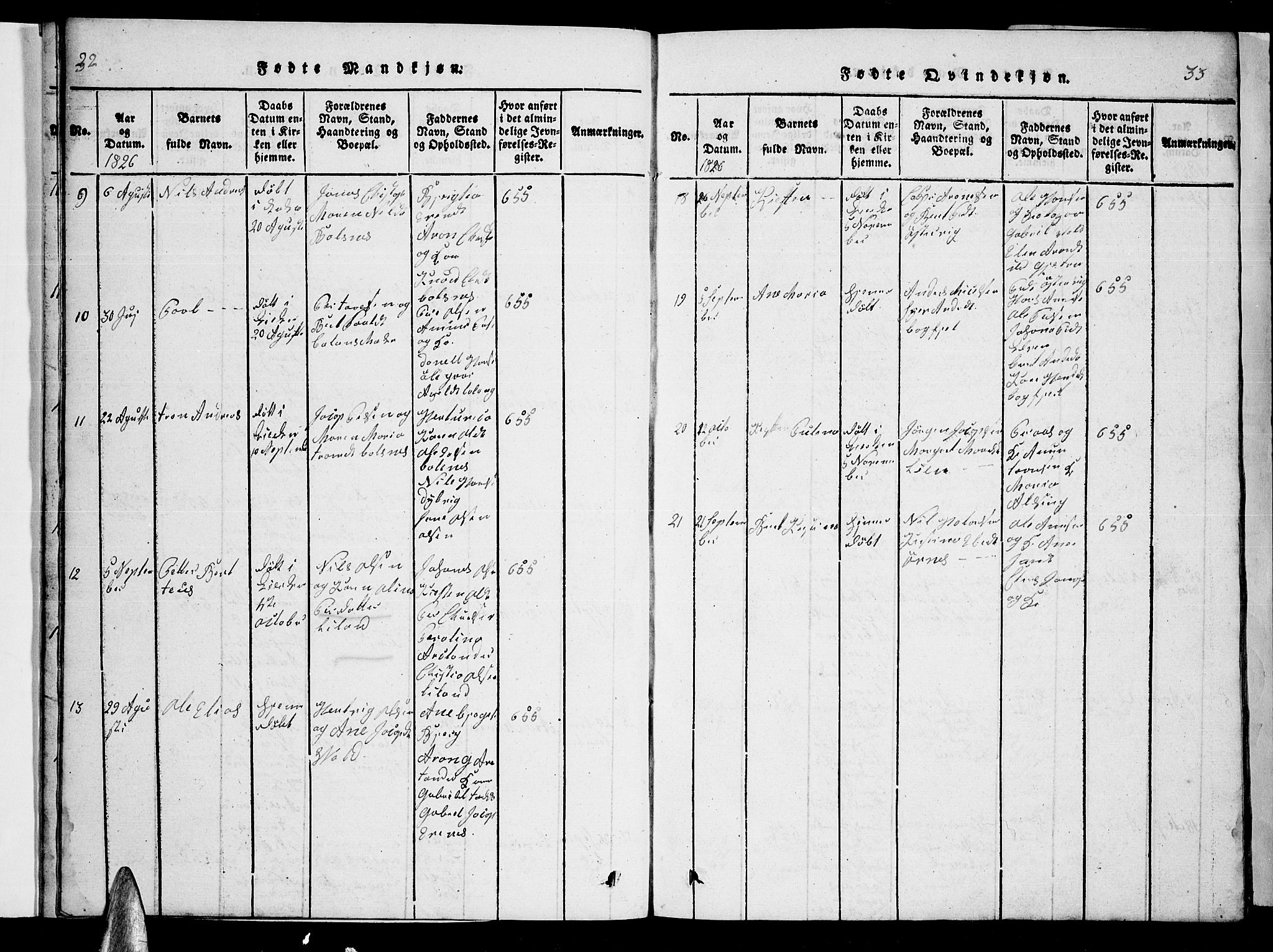 Ministerialprotokoller, klokkerbøker og fødselsregistre - Nordland, AV/SAT-A-1459/863/L0911: Klokkerbok nr. 863C01, 1821-1858, s. 32-33