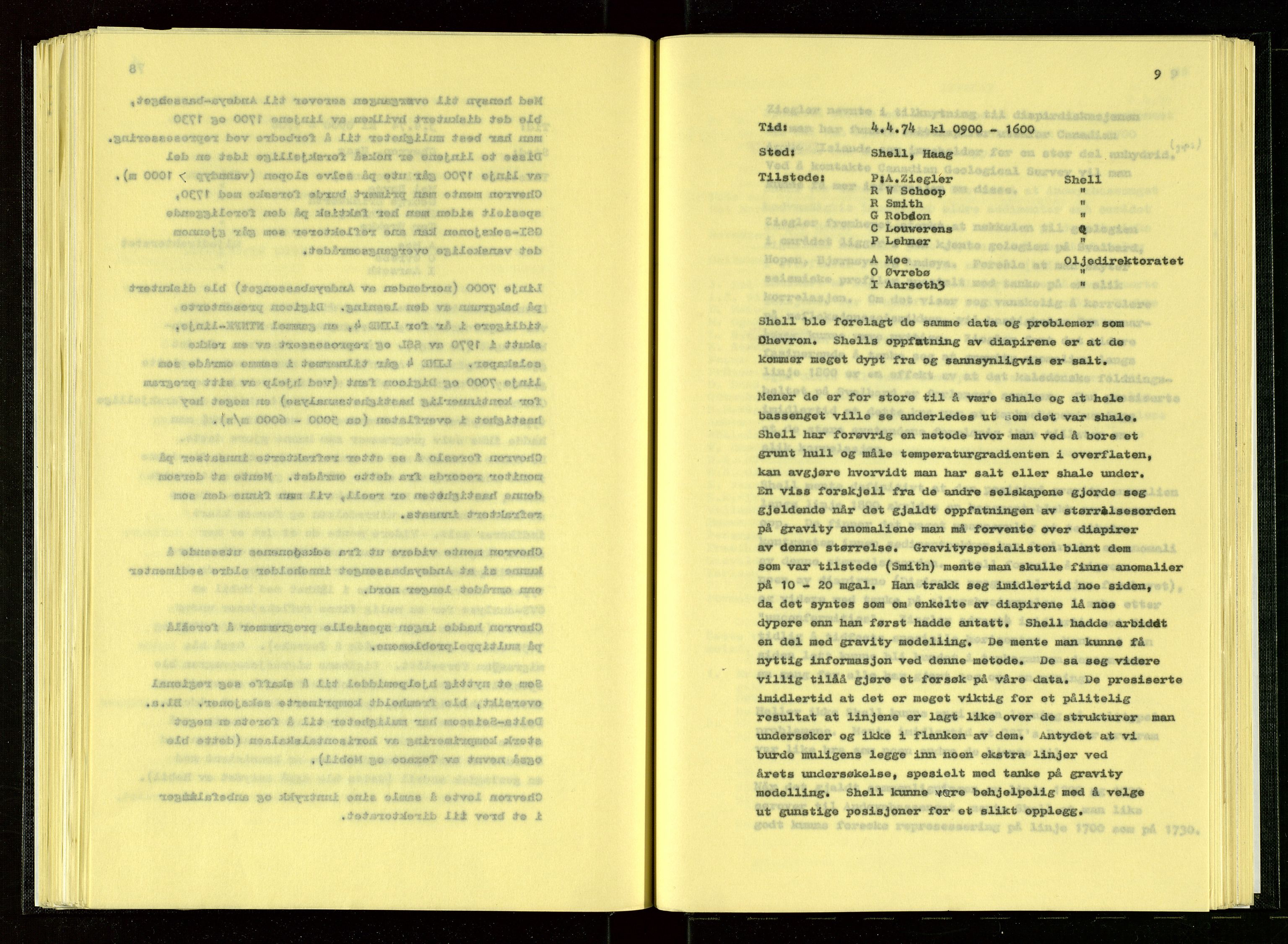 Oljedirektoratet, AV/SAST-A-101366/Aa/L0002: Referatprotokoller, 1974