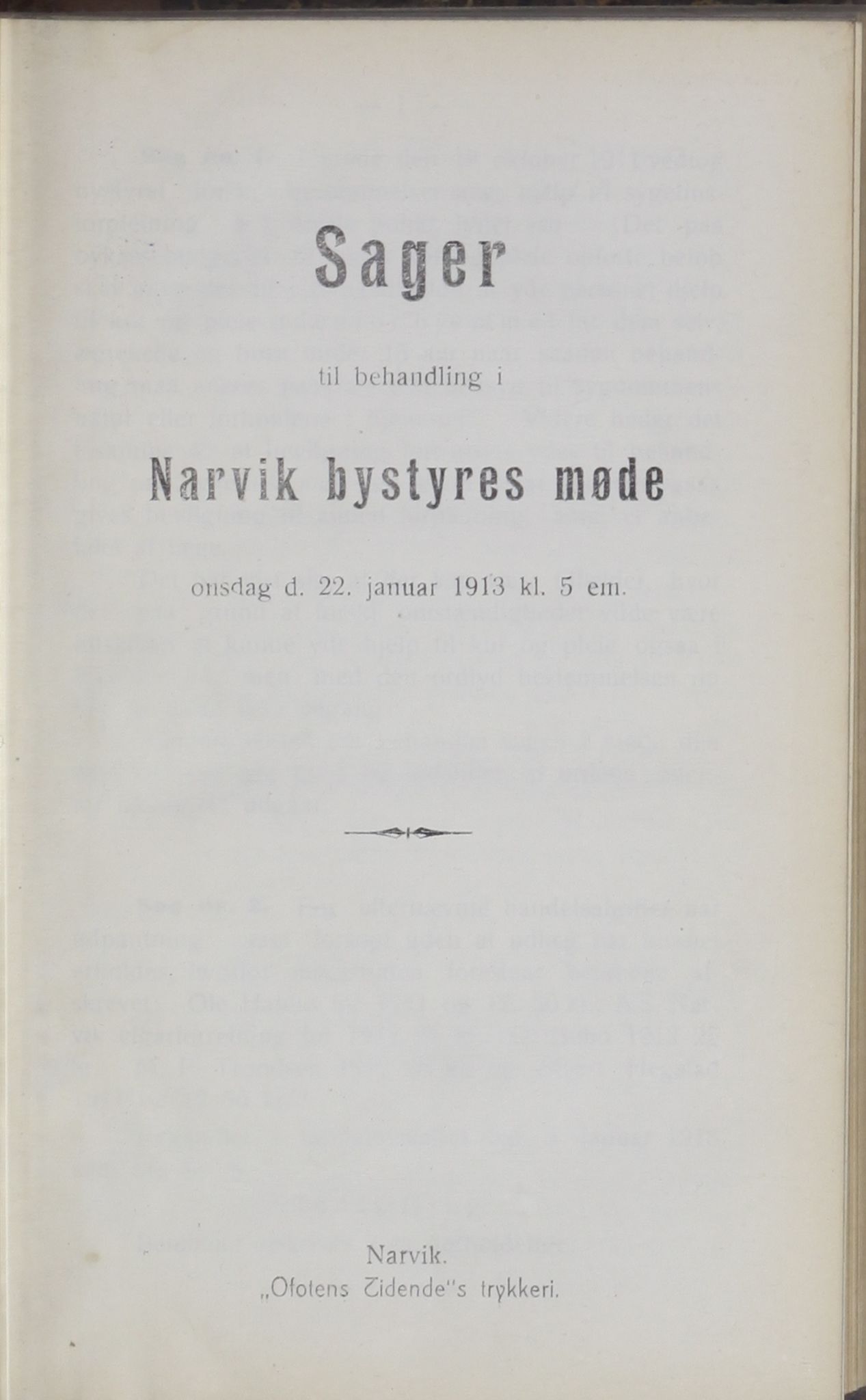 Narvik kommune. Formannskap , AIN/K-18050.150/A/Ab/L0003: Møtebok, 1913