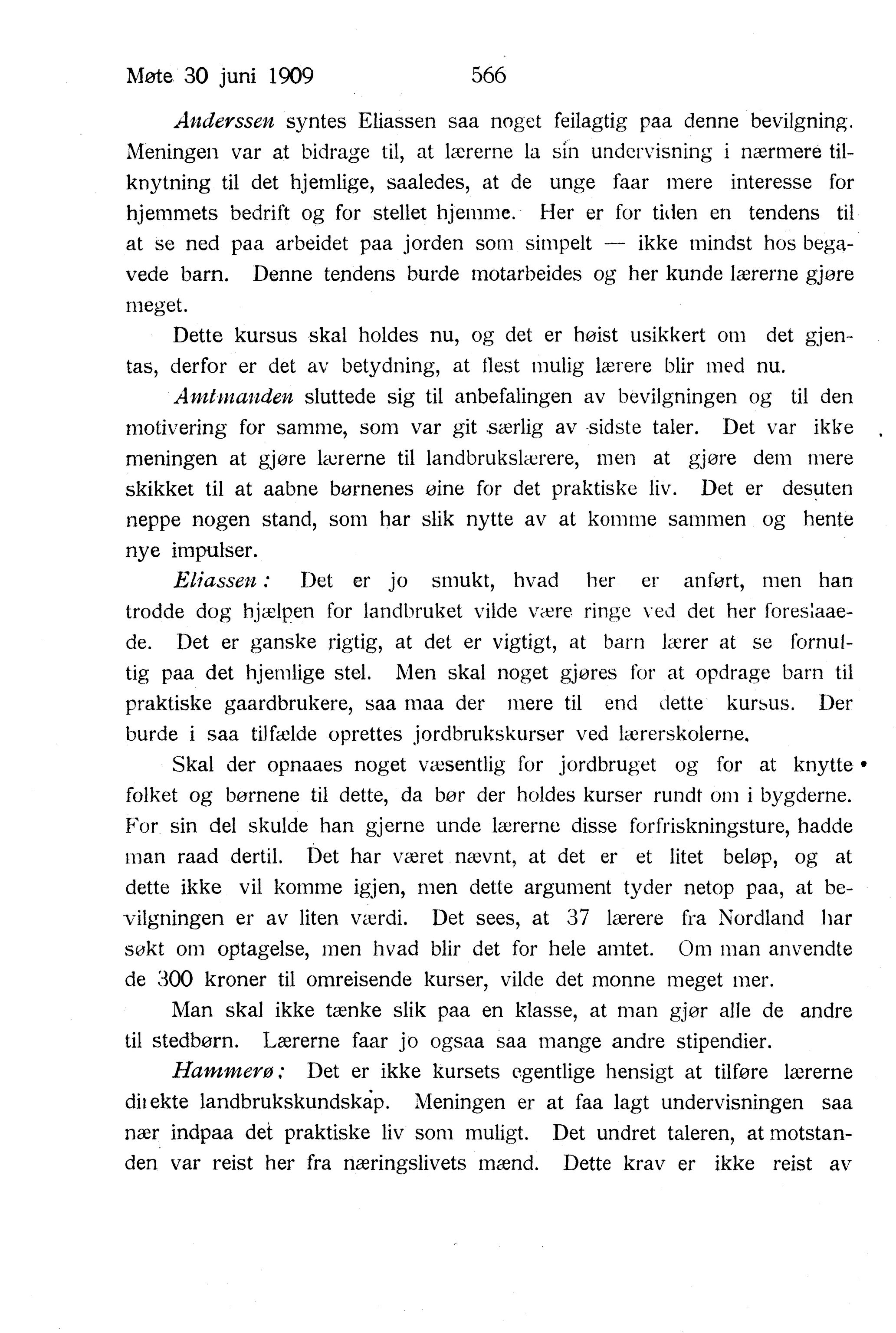 Nordland Fylkeskommune. Fylkestinget, AIN/NFK-17/176/A/Ac/L0032: Fylkestingsforhandlinger 1909, 1909