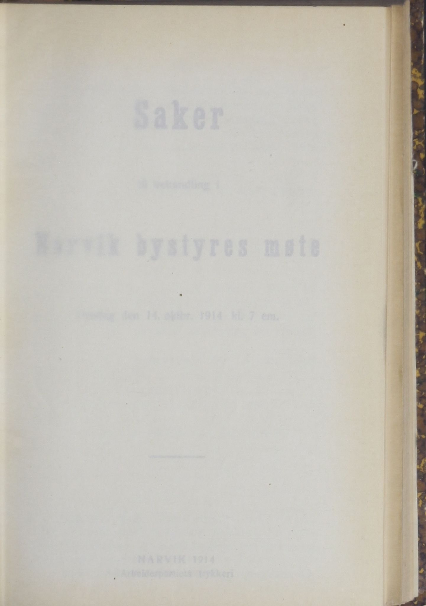 Narvik kommune. Formannskap , AIN/K-18050.150/A/Ab/L0004: Møtebok, 1914