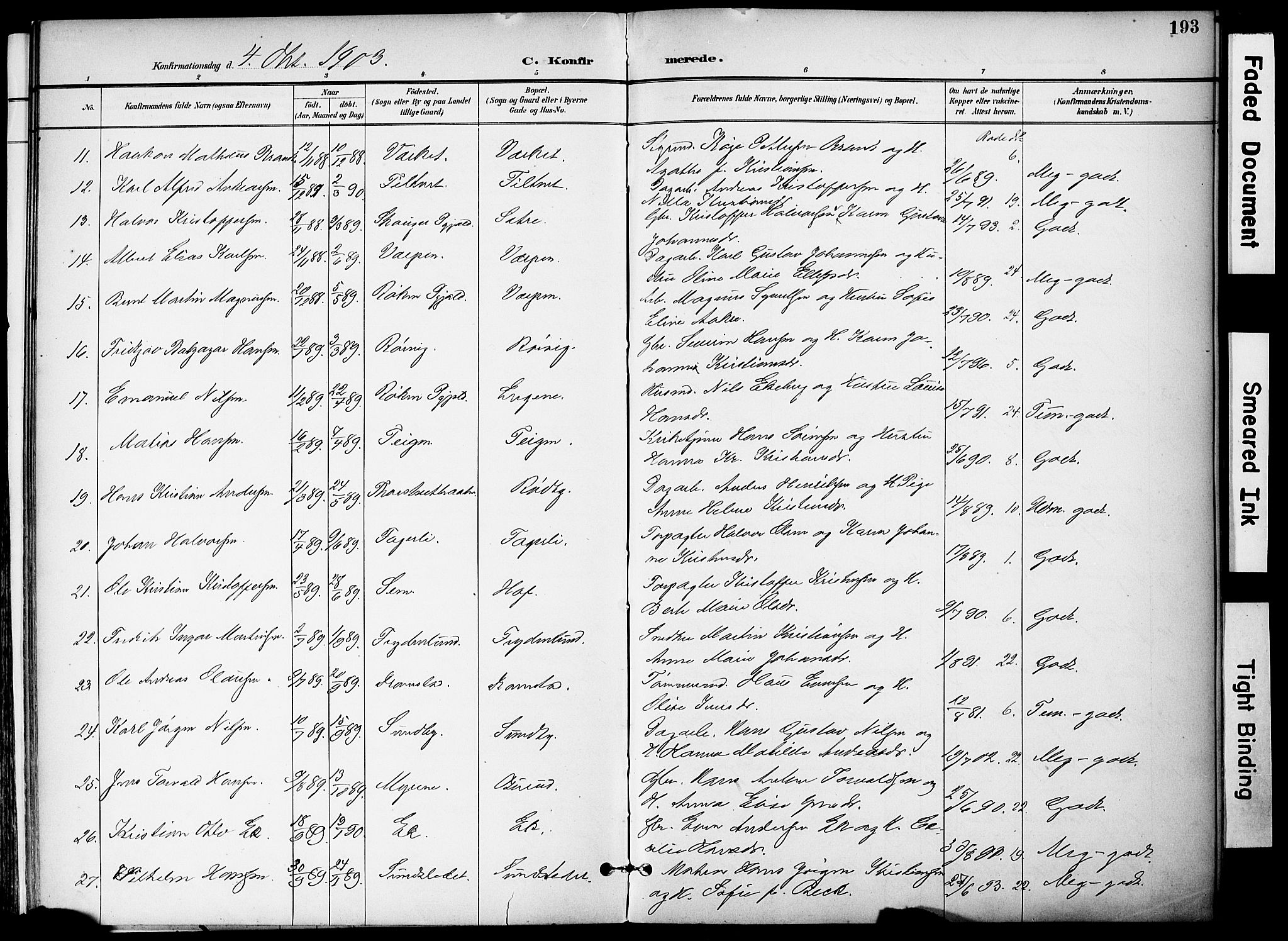 Hurum kirkebøker, AV/SAKO-A-229/F/Fa/L0015: Ministerialbok nr. 15, 1896-1908, s. 193