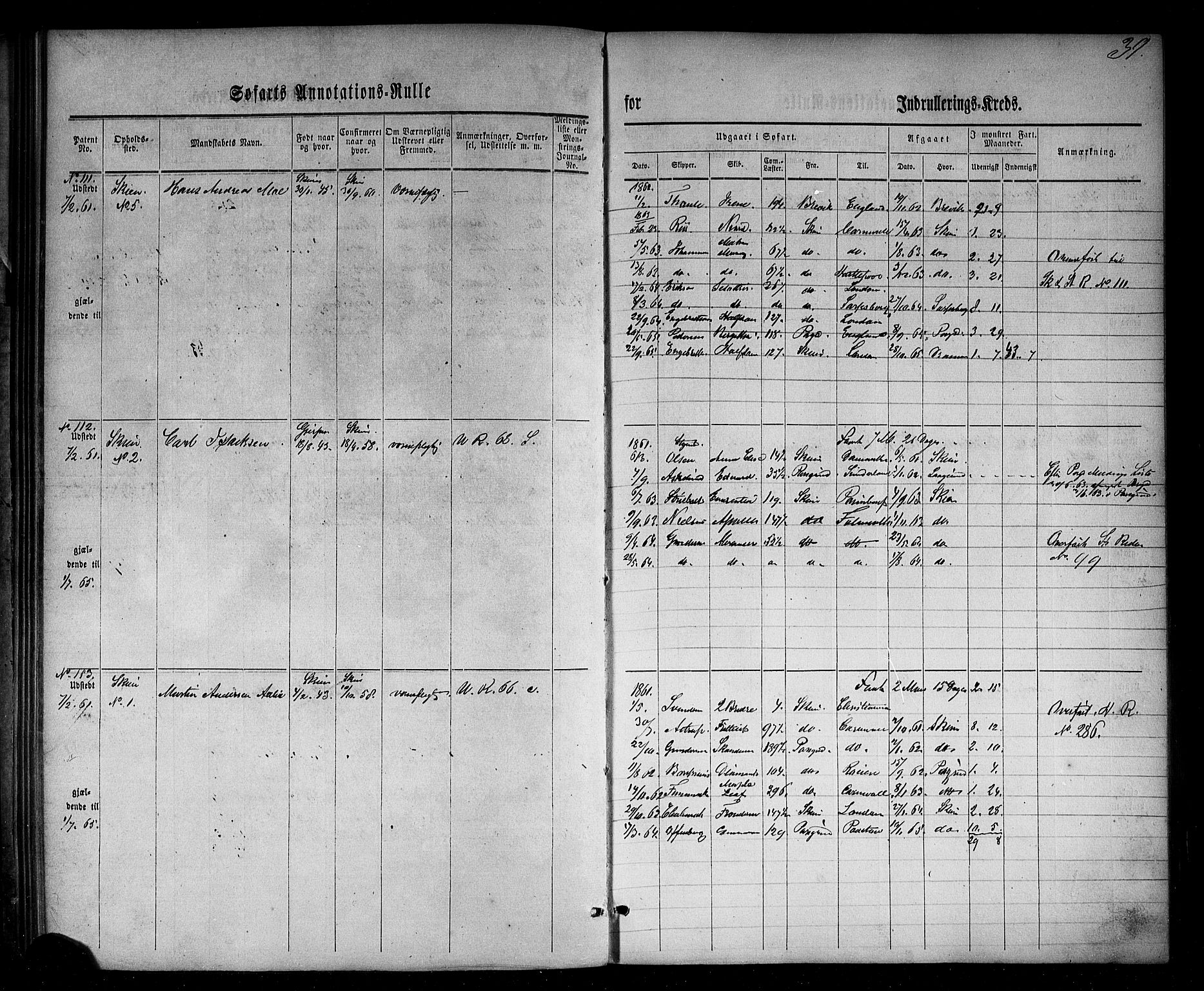 Skien innrulleringskontor, AV/SAKO-A-832/F/Fc/L0001: Annotasjonsrulle, 1860-1868, s. 62