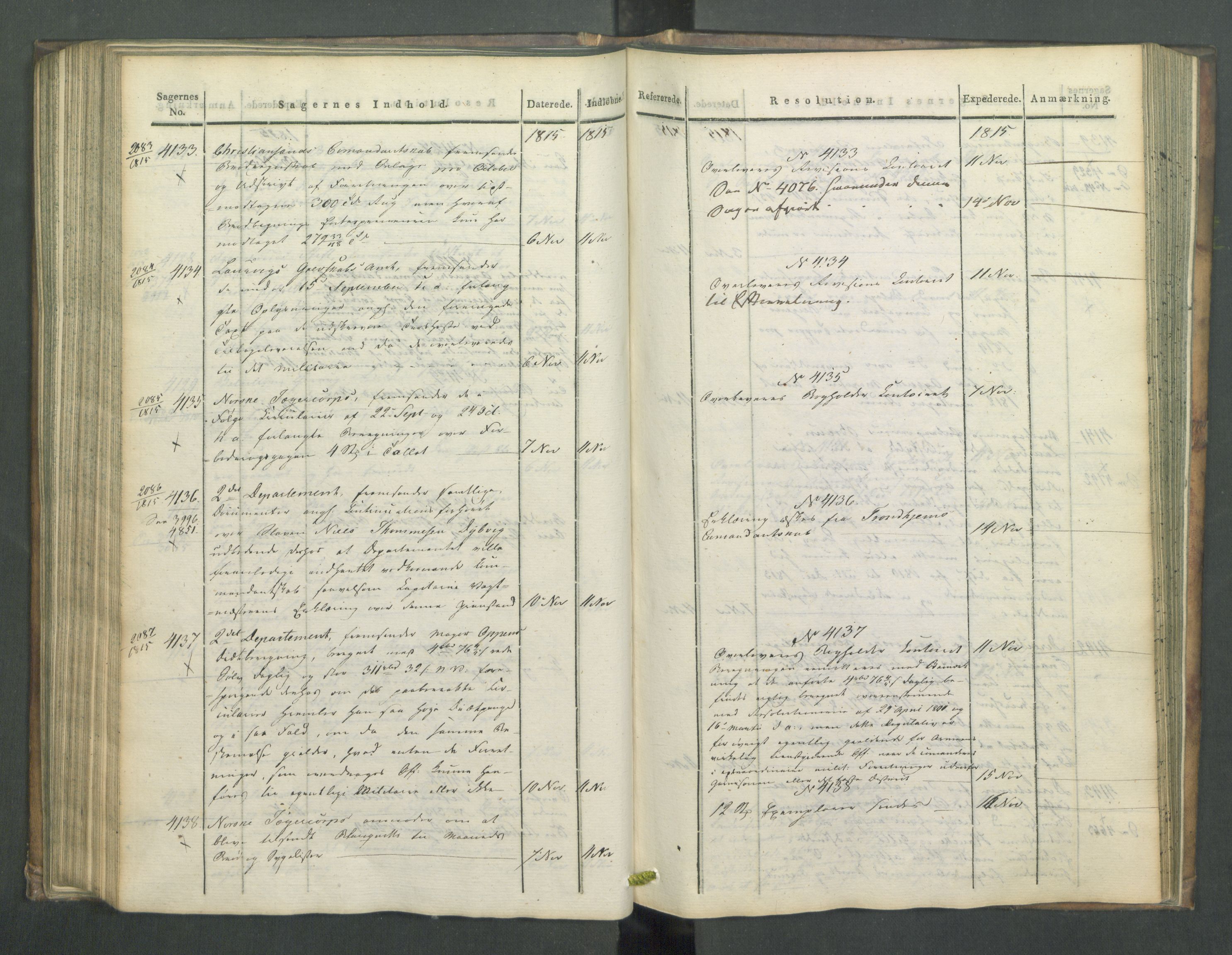 Armédepartementet, AV/RA-RAFA-3493/C/Ca/L0006: 6. Departements Journal, 1815