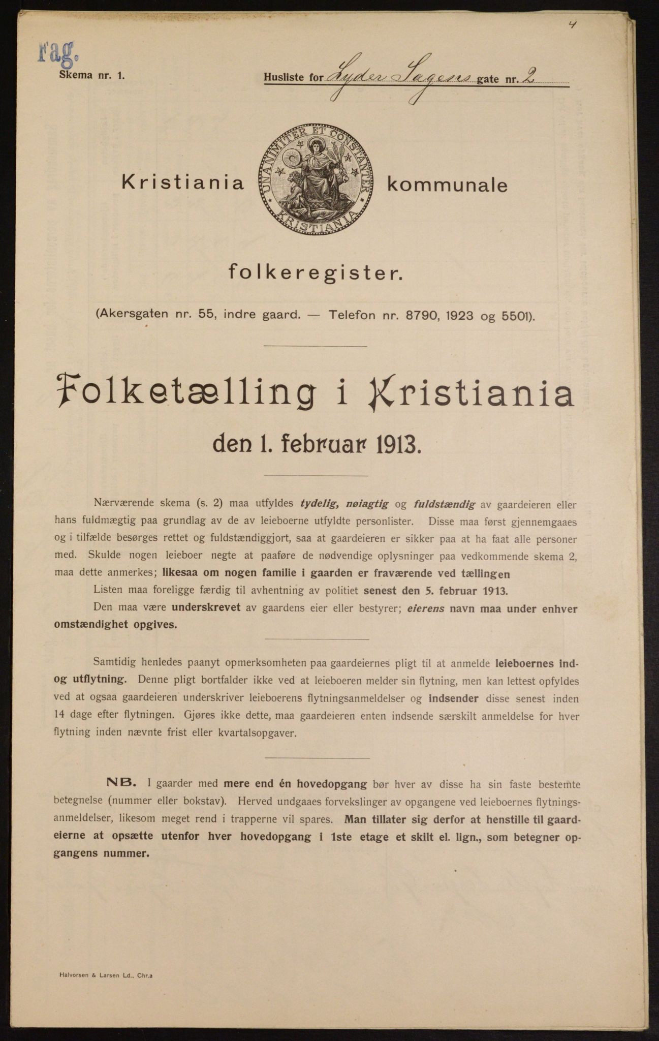 OBA, Kommunal folketelling 1.2.1913 for Kristiania, 1913, s. 58226