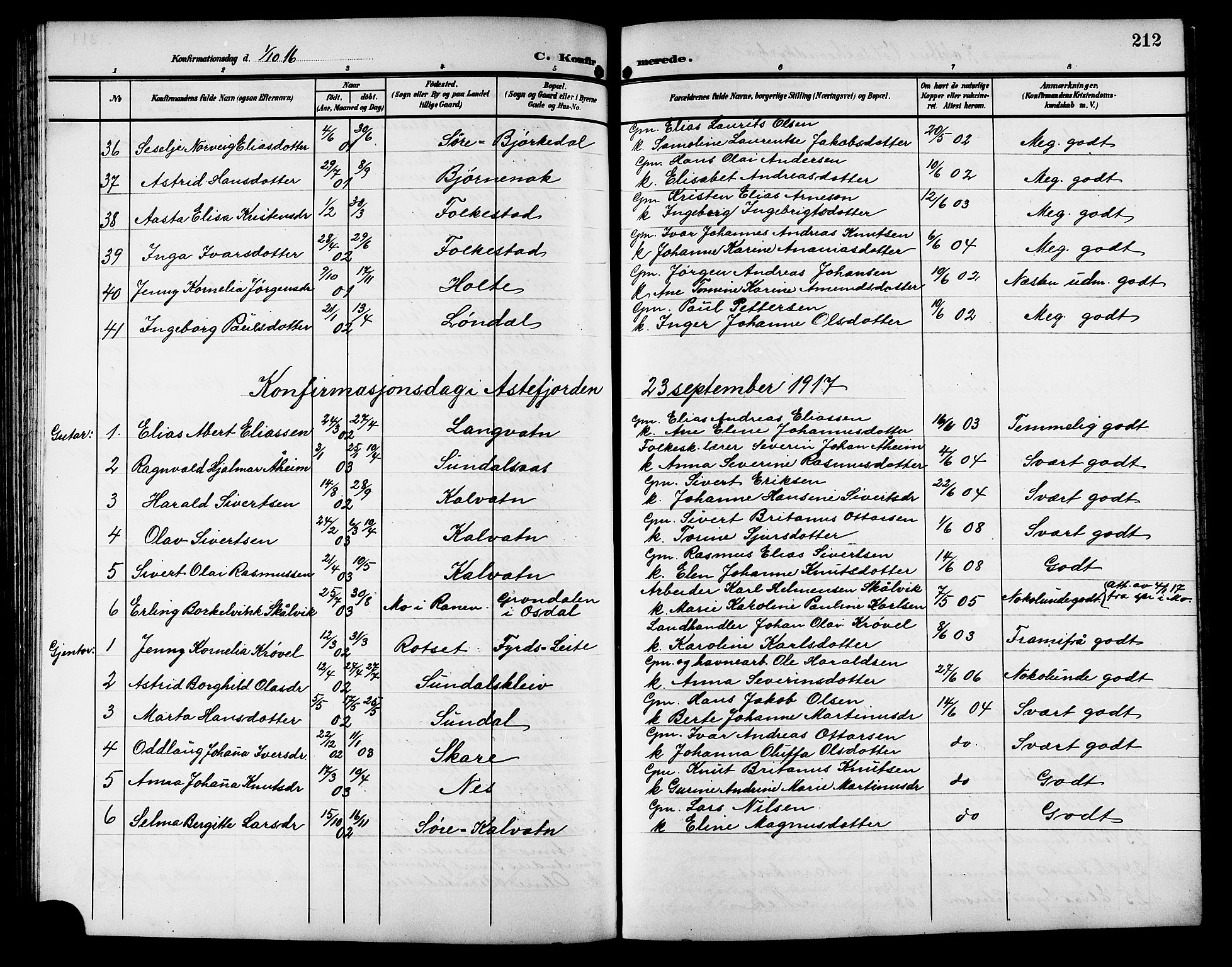 Ministerialprotokoller, klokkerbøker og fødselsregistre - Møre og Romsdal, SAT/A-1454/511/L0159: Klokkerbok nr. 511C05, 1902-1920, s. 212