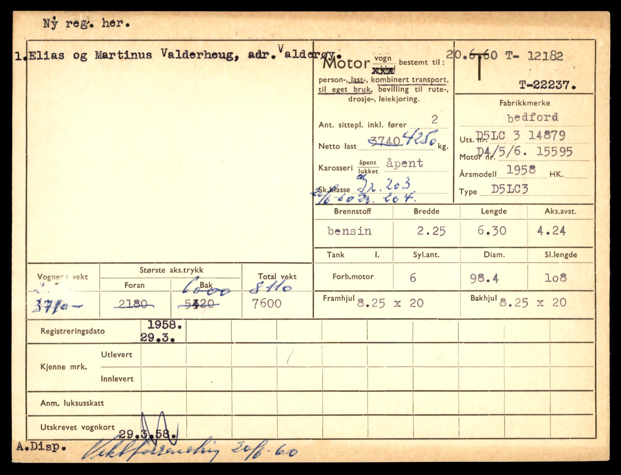 Møre og Romsdal vegkontor - Ålesund trafikkstasjon, AV/SAT-A-4099/F/Fe/L0033: Registreringskort for kjøretøy T 12151 - T 12474, 1927-1998, s. 815