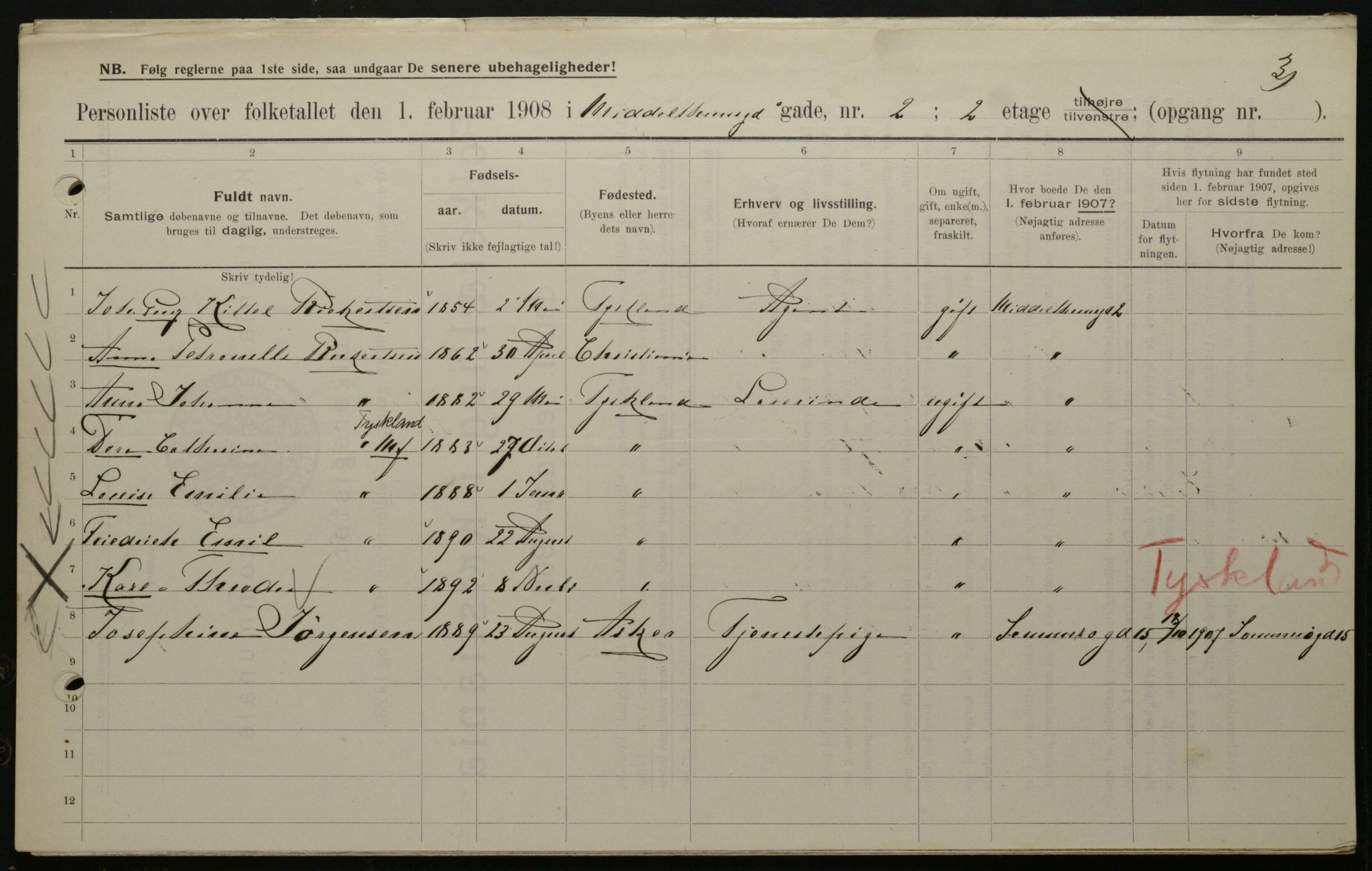 OBA, Kommunal folketelling 1.2.1908 for Kristiania kjøpstad, 1908, s. 58556