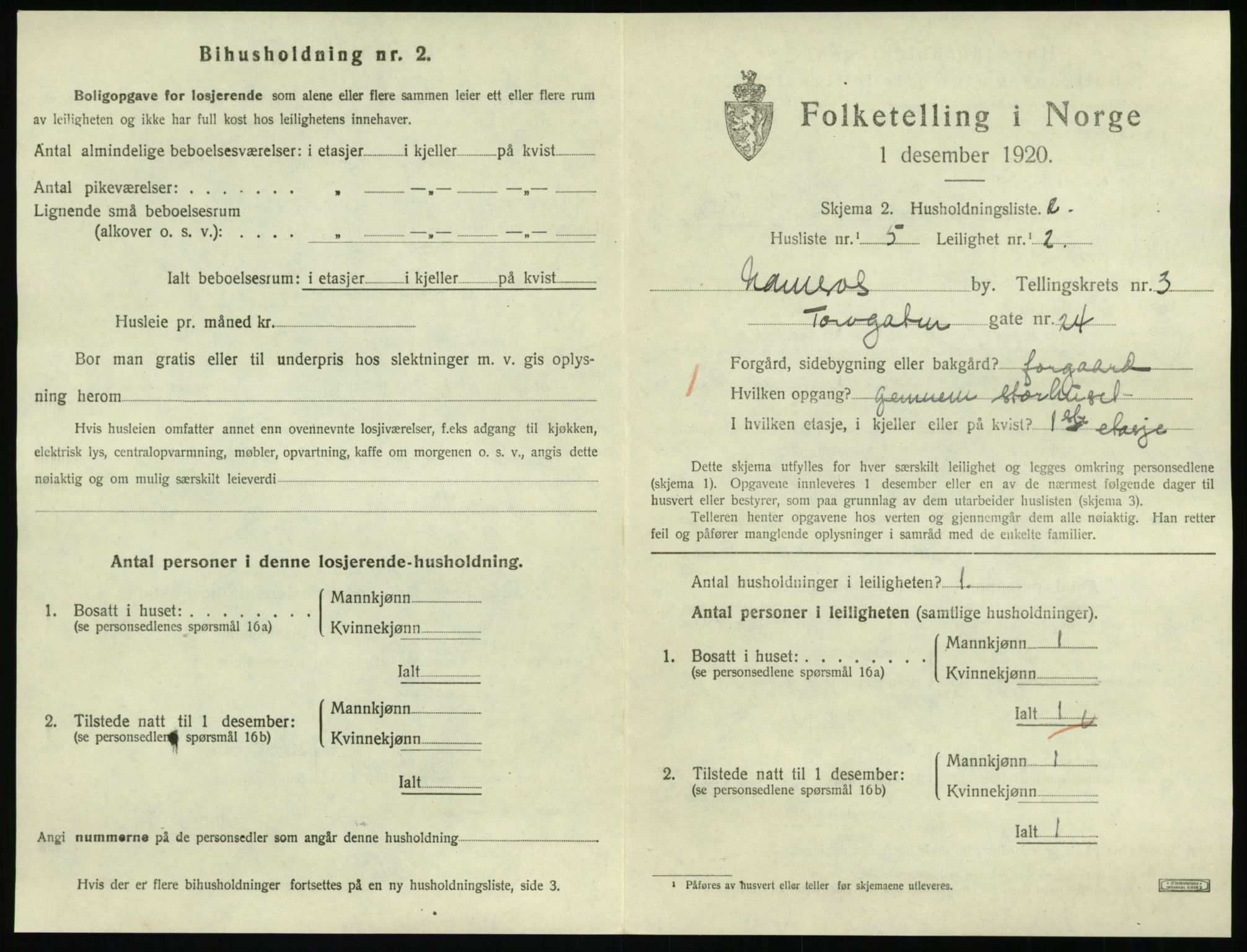 SAT, Folketelling 1920 for 1703 Namsos ladested, 1920, s. 1143