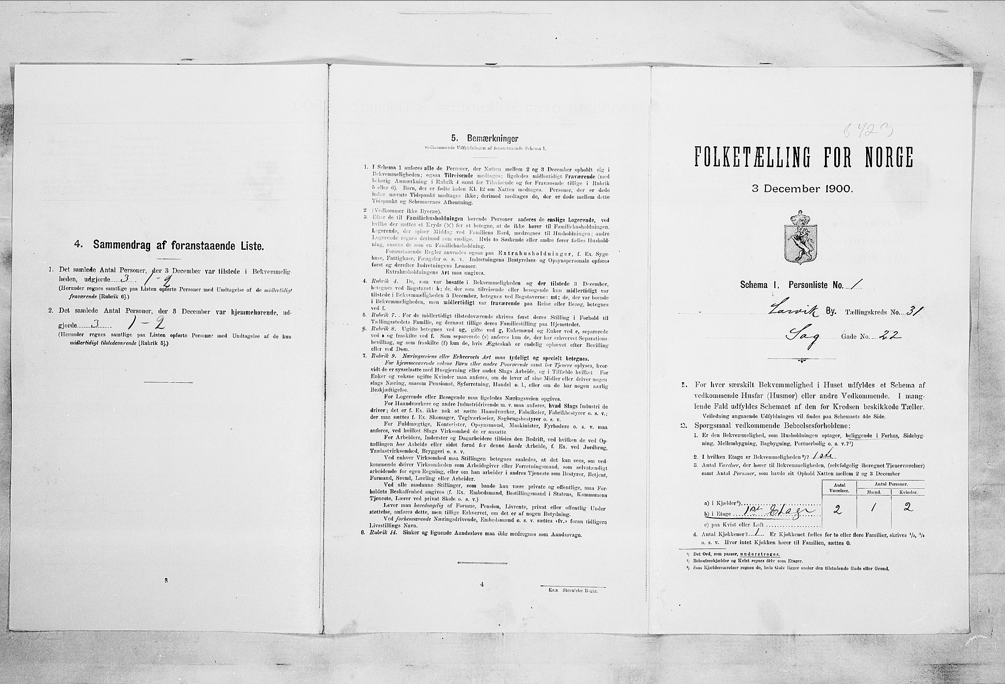 RA, Folketelling 1900 for 0707 Larvik kjøpstad, 1900, s. 3619