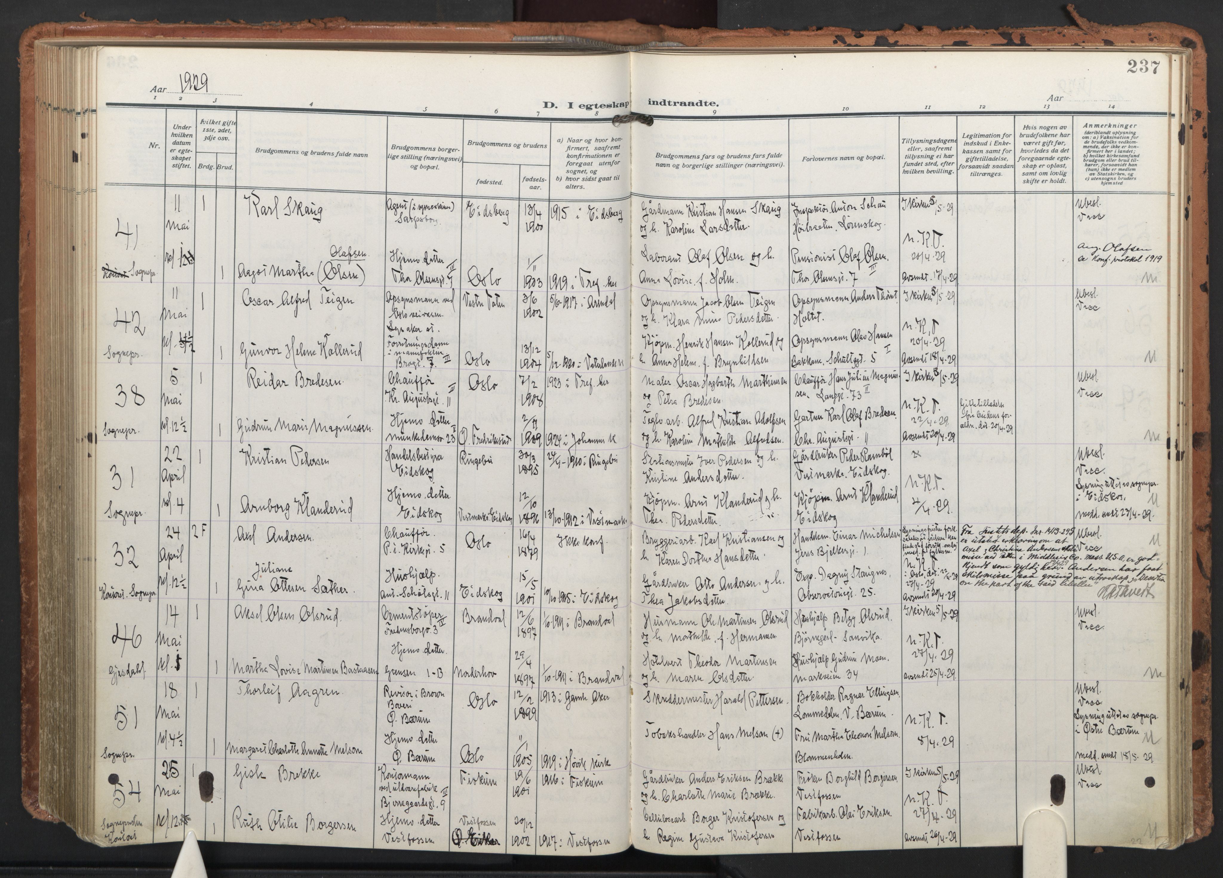 Trefoldighet prestekontor Kirkebøker, AV/SAO-A-10882/F/Fc/L0008: Ministerialbok nr. III 8, 1920-1932, s. 237