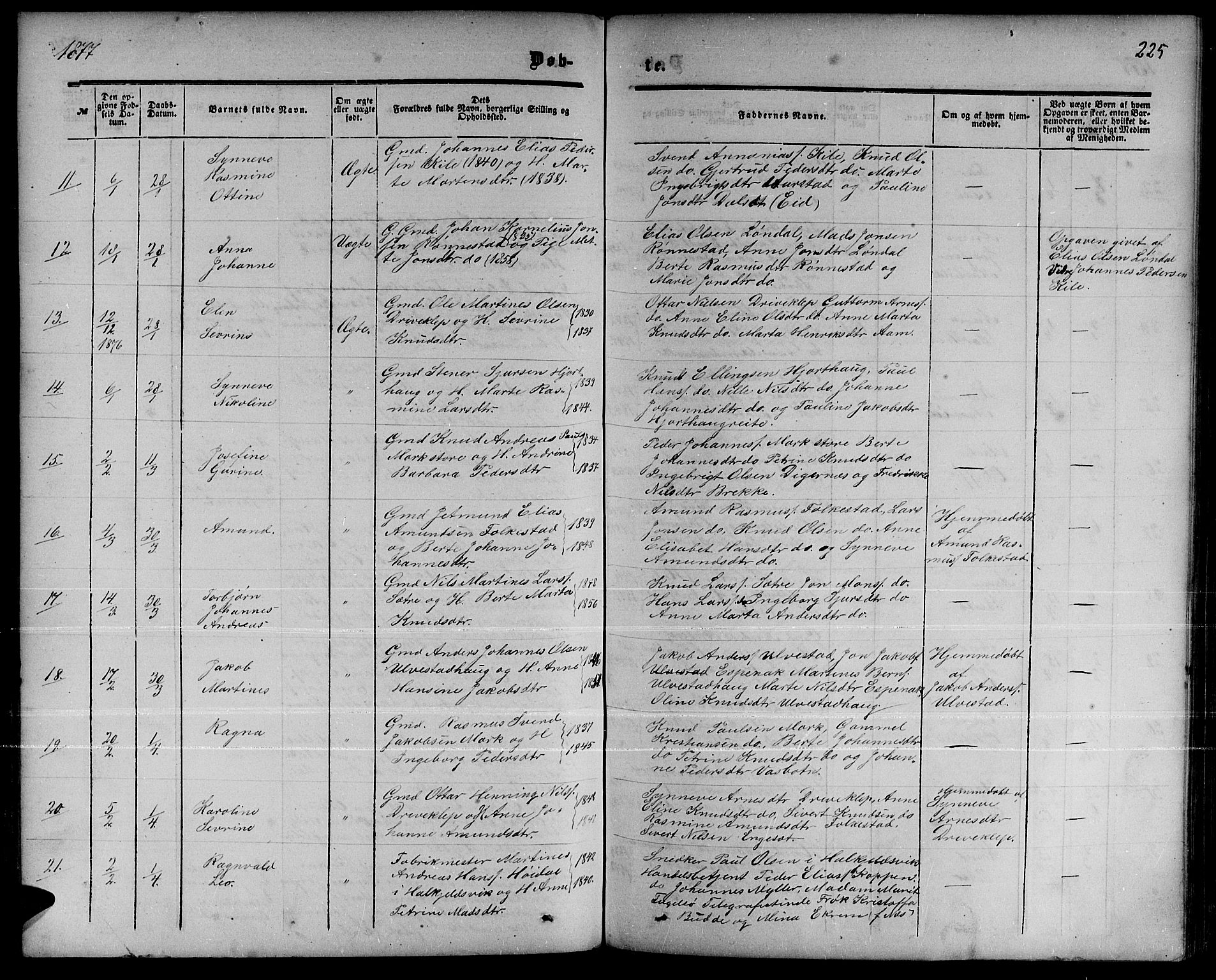 Ministerialprotokoller, klokkerbøker og fødselsregistre - Møre og Romsdal, AV/SAT-A-1454/511/L0157: Klokkerbok nr. 511C03, 1864-1884, s. 225