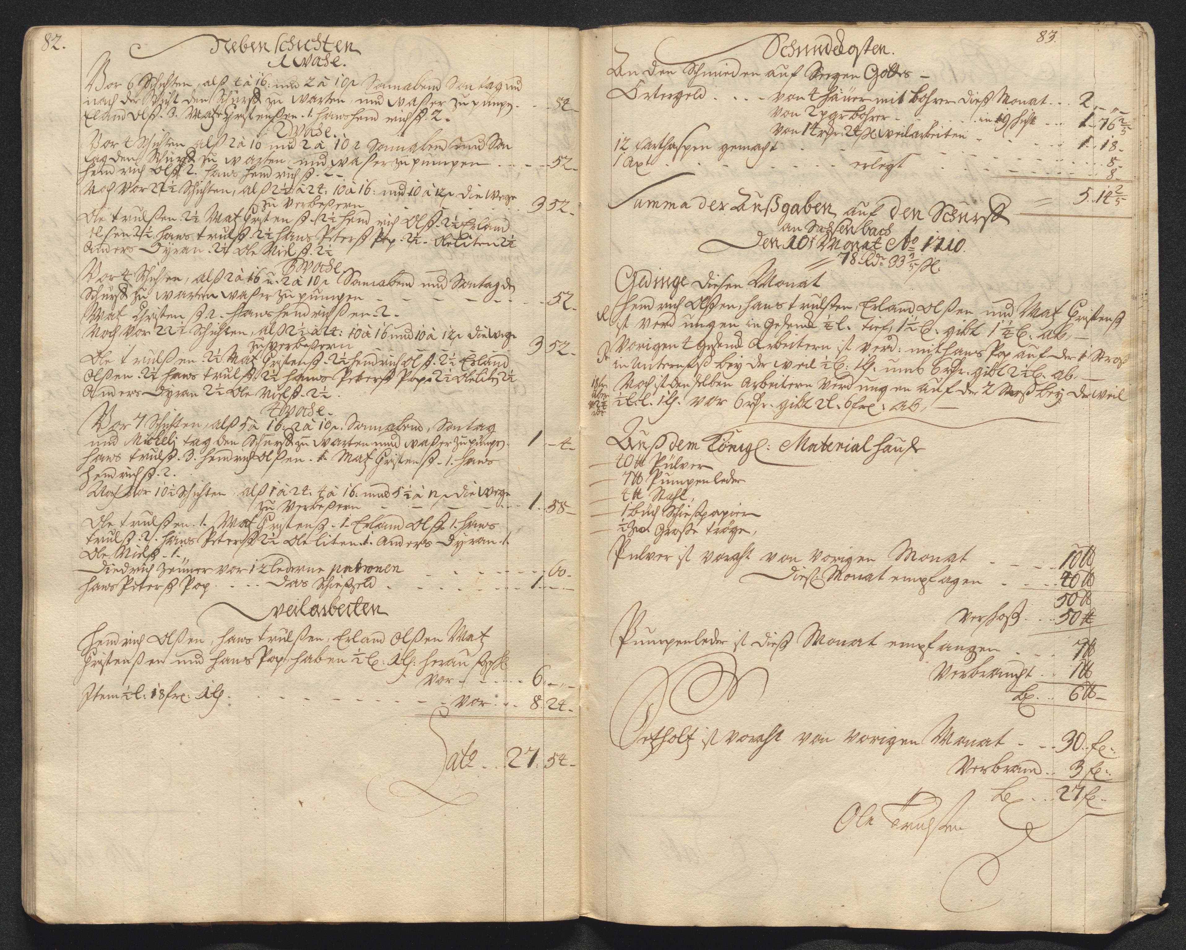 Kongsberg Sølvverk 1623-1816, AV/SAKO-EA-3135/001/D/Dc/Dcd/L0099: Utgiftsregnskap for gruver m.m., 1710, s. 474