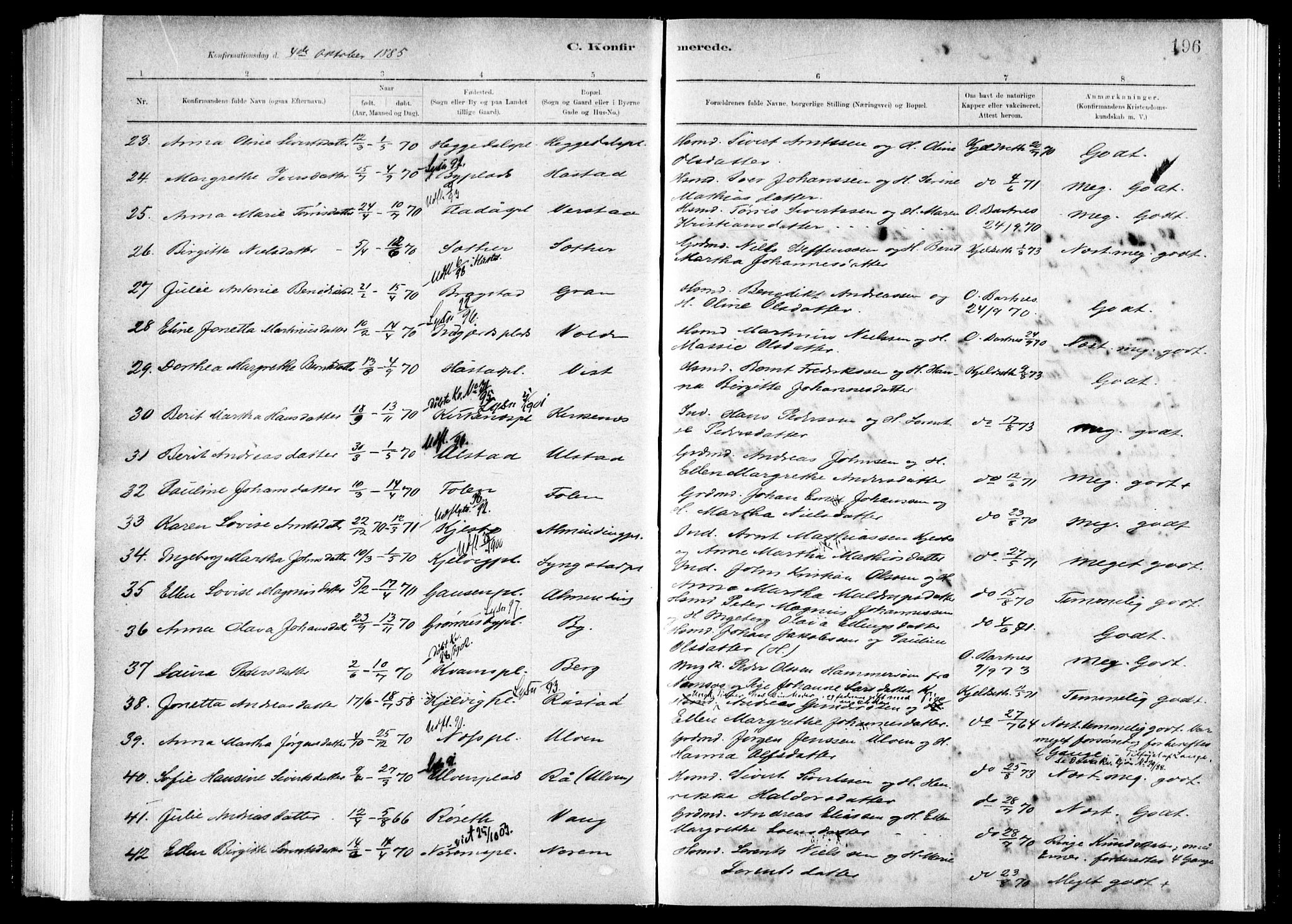 Ministerialprotokoller, klokkerbøker og fødselsregistre - Nord-Trøndelag, SAT/A-1458/730/L0285: Ministerialbok nr. 730A10, 1879-1914, s. 196
