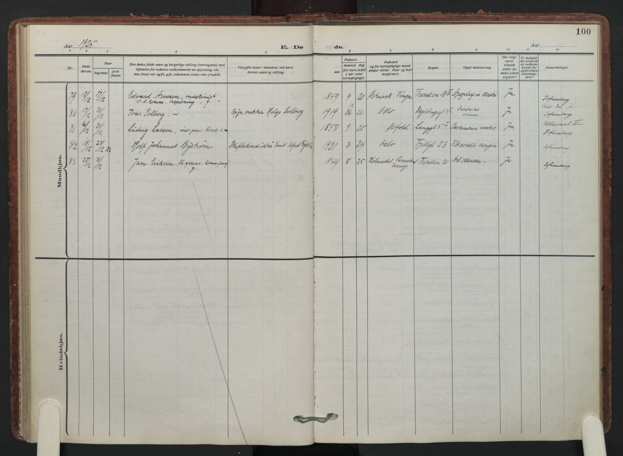 Petrus prestekontor Kirkebøker, AV/SAO-A-10872/F/Fa/L0014: Ministerialbok nr. 14, 1916-1937, s. 100