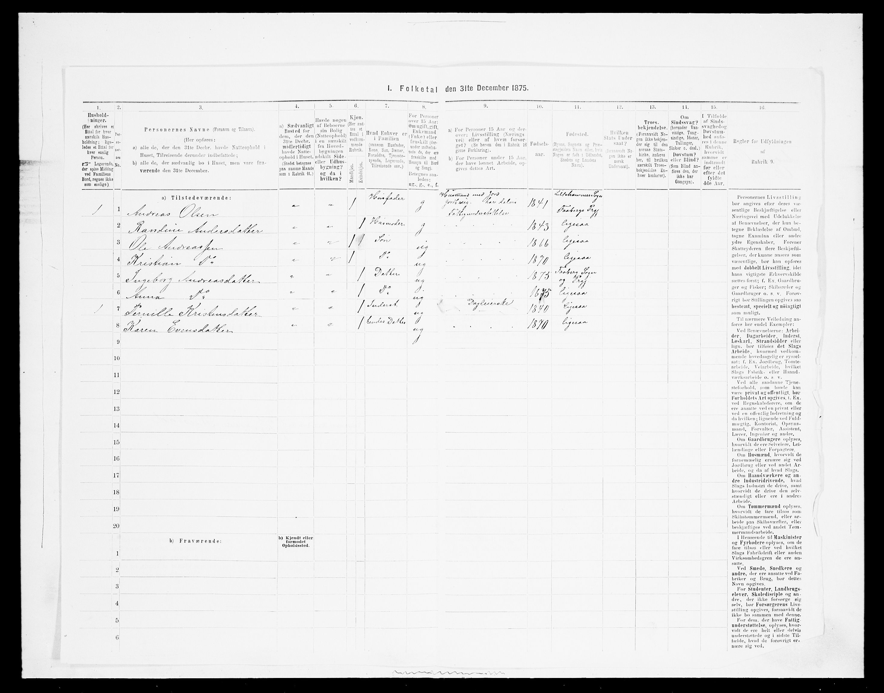 SAH, Folketelling 1875 for 0524L Fåberg prestegjeld, Fåberg sokn og Lillehammer landsokn, 1875, s. 832