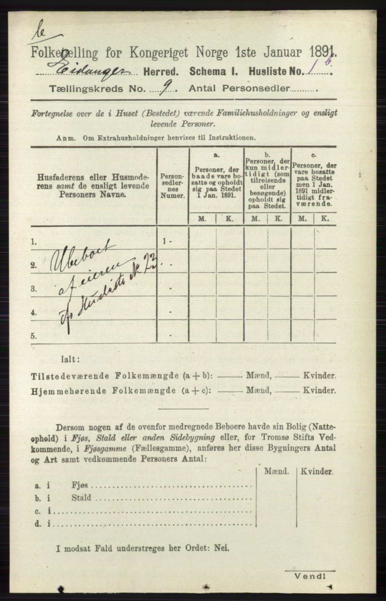RA, Folketelling 1891 for 0813 Eidanger herred, 1891, s. 3564