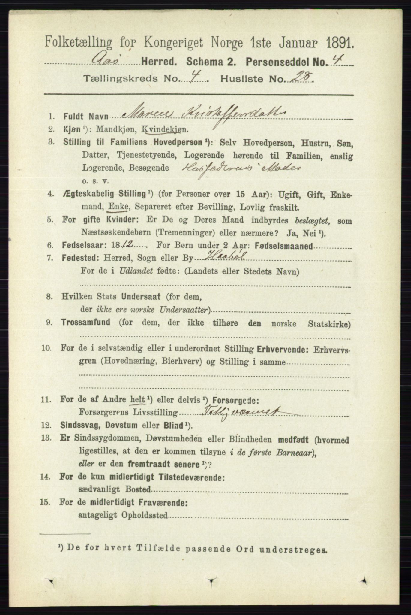 RA, Folketelling 1891 for 0214 Ås herred, 1891, s. 3192