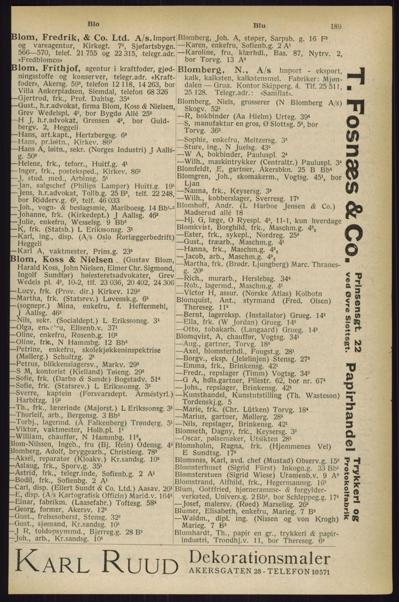 Kristiania/Oslo adressebok, PUBL/-, 1927, s. 189