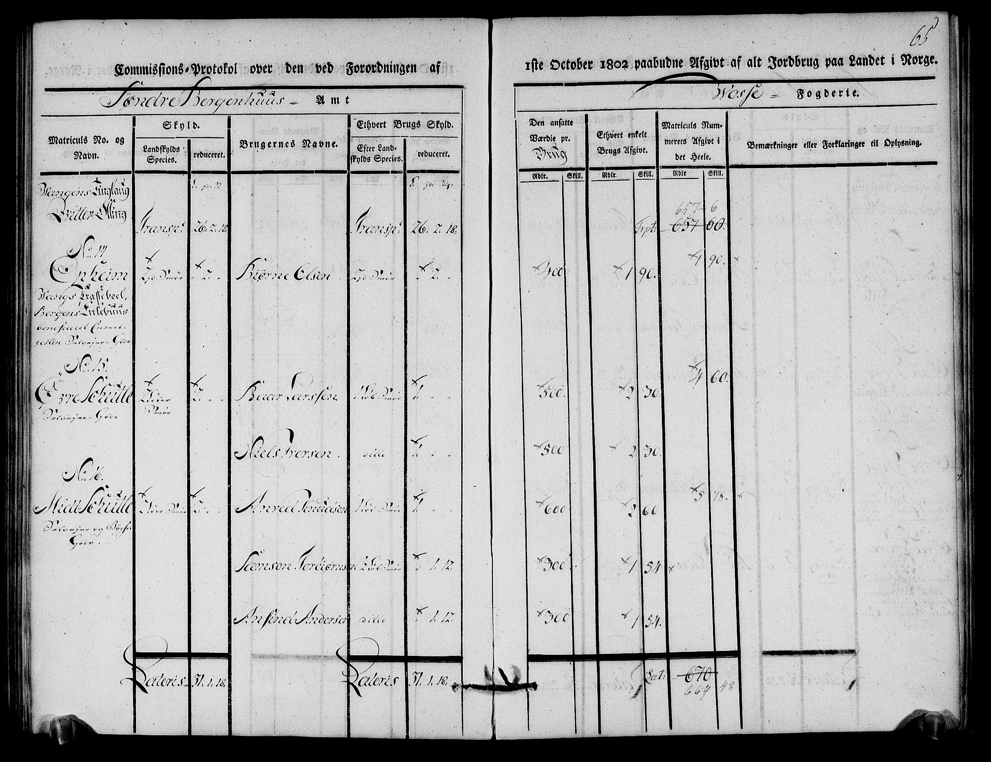 Rentekammeret inntil 1814, Realistisk ordnet avdeling, AV/RA-EA-4070/N/Ne/Nea/L0112: Nordhordland og Voss fogderi. Kommisjonsprotokoll for Voss, 1803, s. 67