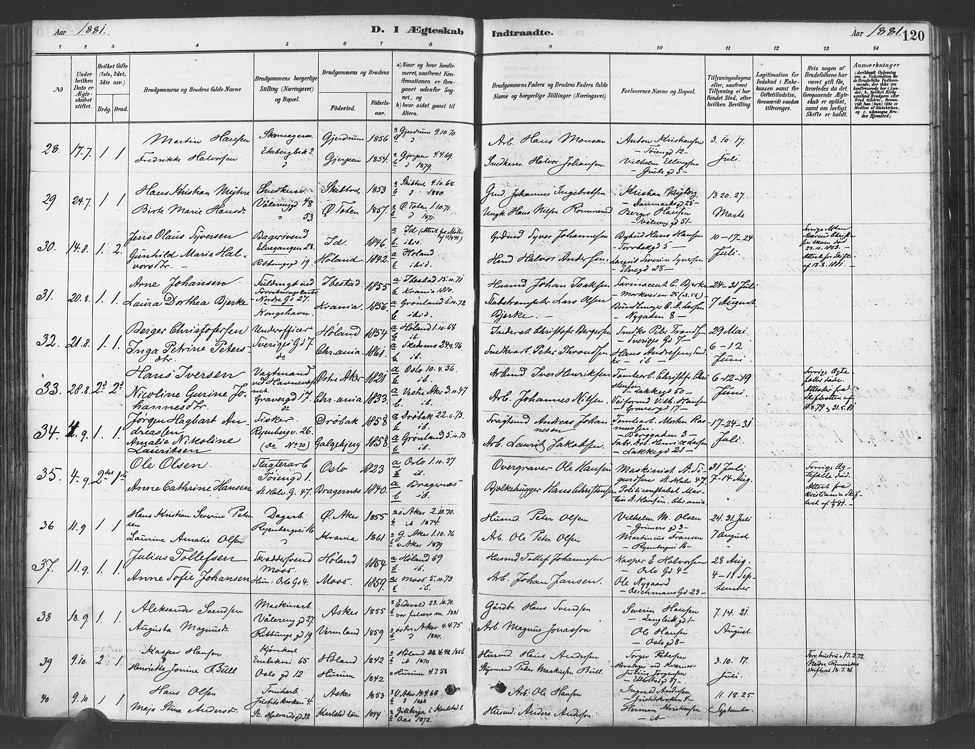Gamlebyen prestekontor Kirkebøker, AV/SAO-A-10884/F/Fa/L0006: Ministerialbok nr. 6, 1881-1890, s. 120