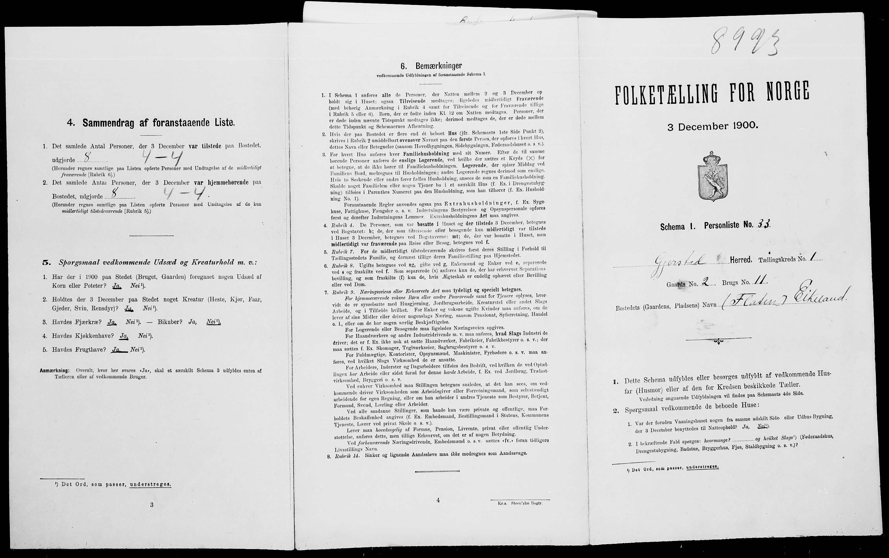 SAK, Folketelling 1900 for 0911 Gjerstad herred, 1900, s. 148