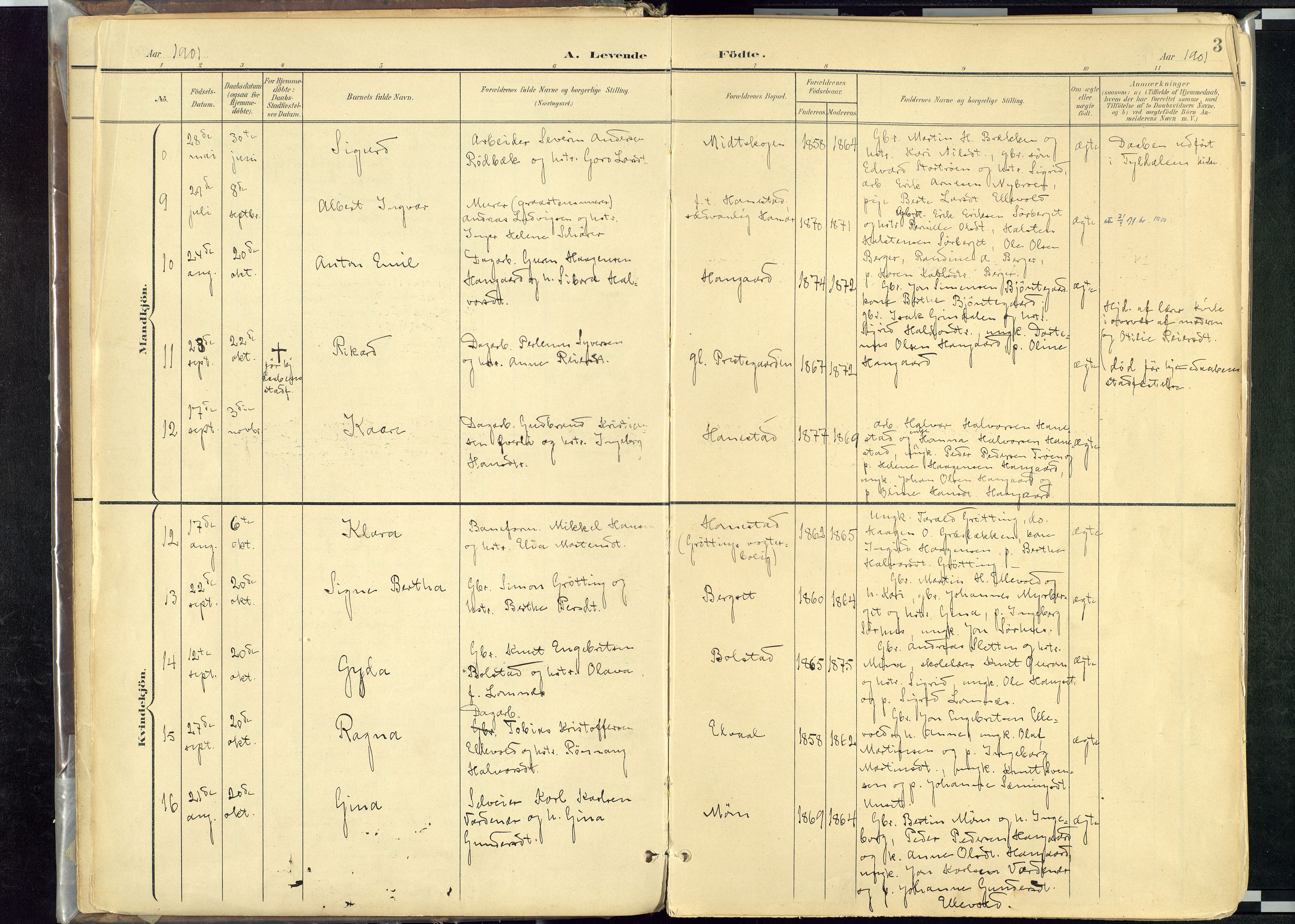 Rendalen prestekontor, AV/SAH-PREST-054/H/Ha/Haa/L0012: Ministerialbok nr. 12, 1901-1928, s. 3