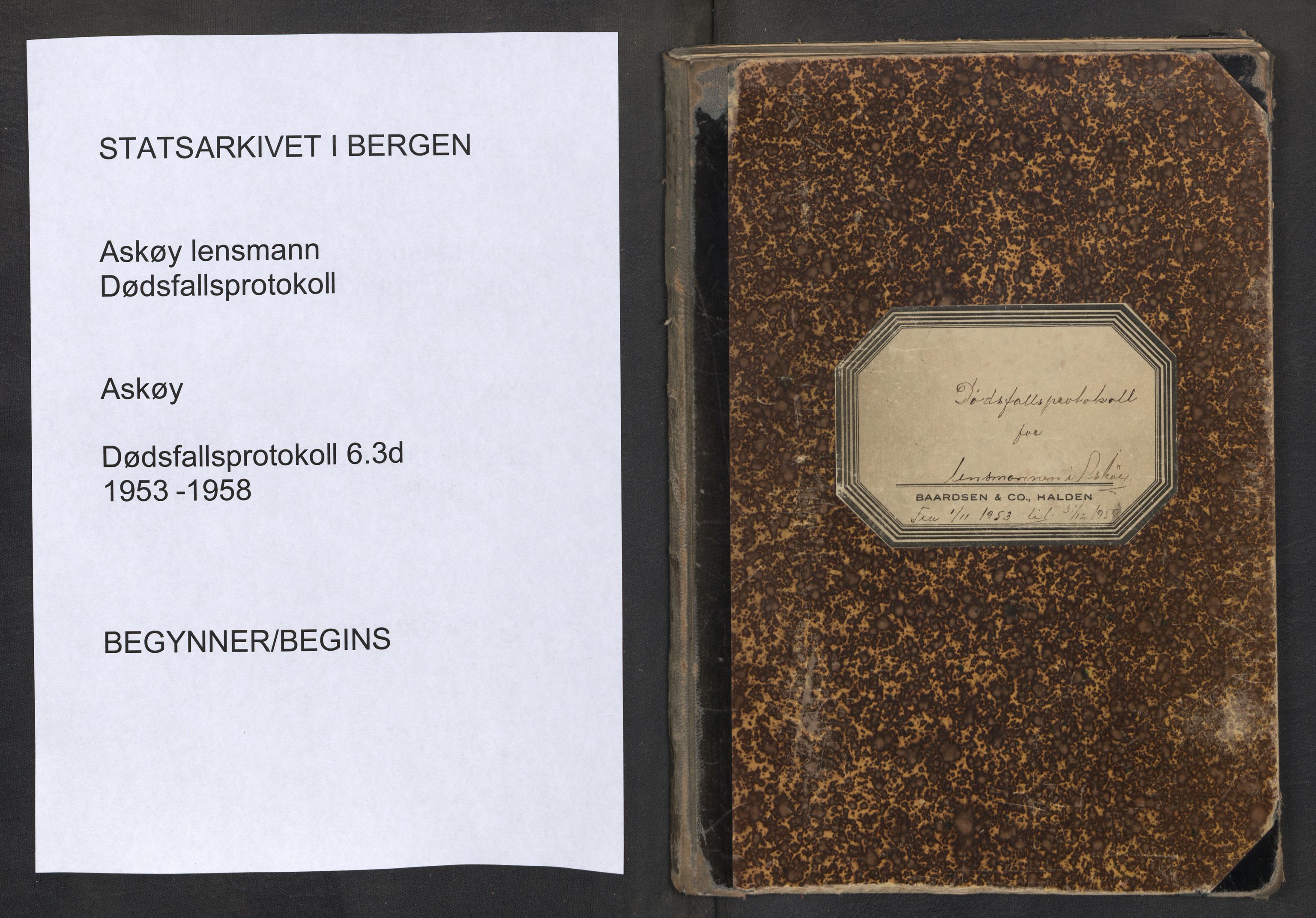 Lensmannen i Askøy, AV/SAB-A-31001/0006/L0007: Dødsfallprotokoll, 1953-1958
