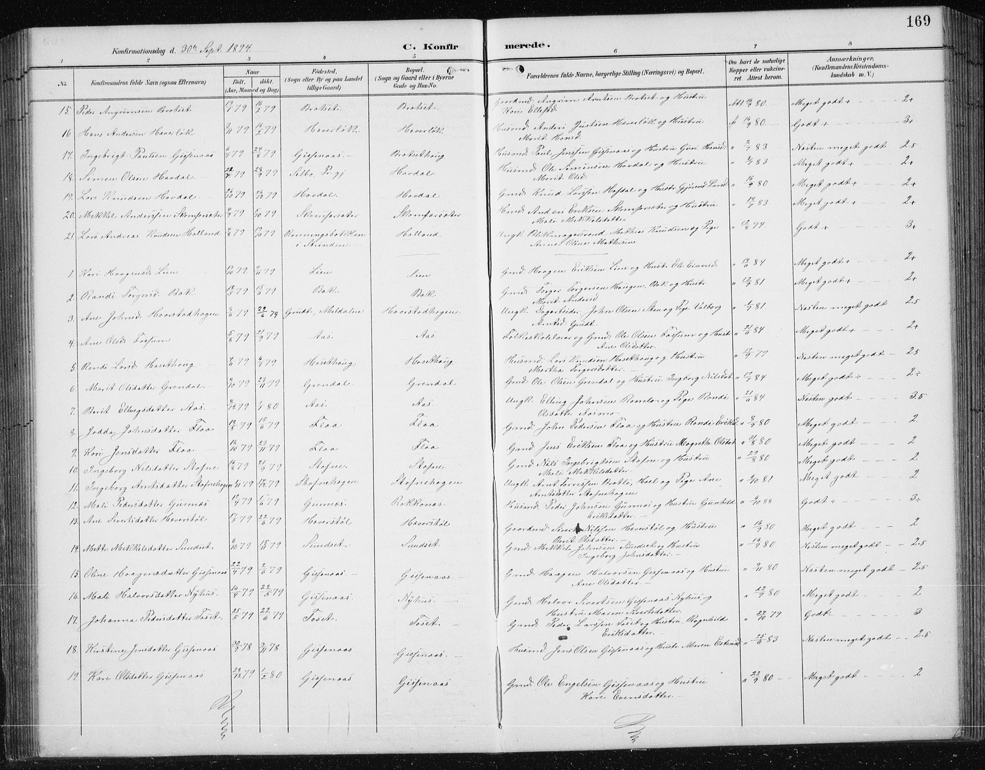 Ministerialprotokoller, klokkerbøker og fødselsregistre - Sør-Trøndelag, AV/SAT-A-1456/674/L0876: Klokkerbok nr. 674C03, 1892-1912, s. 169