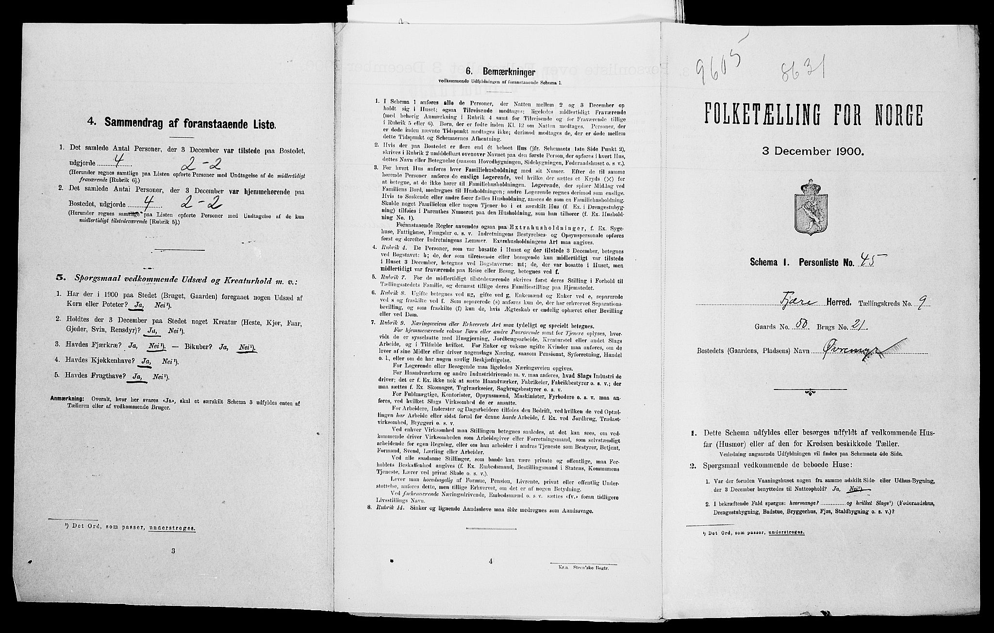 SAK, Folketelling 1900 for 0923 Fjære herred, 1900, s. 125