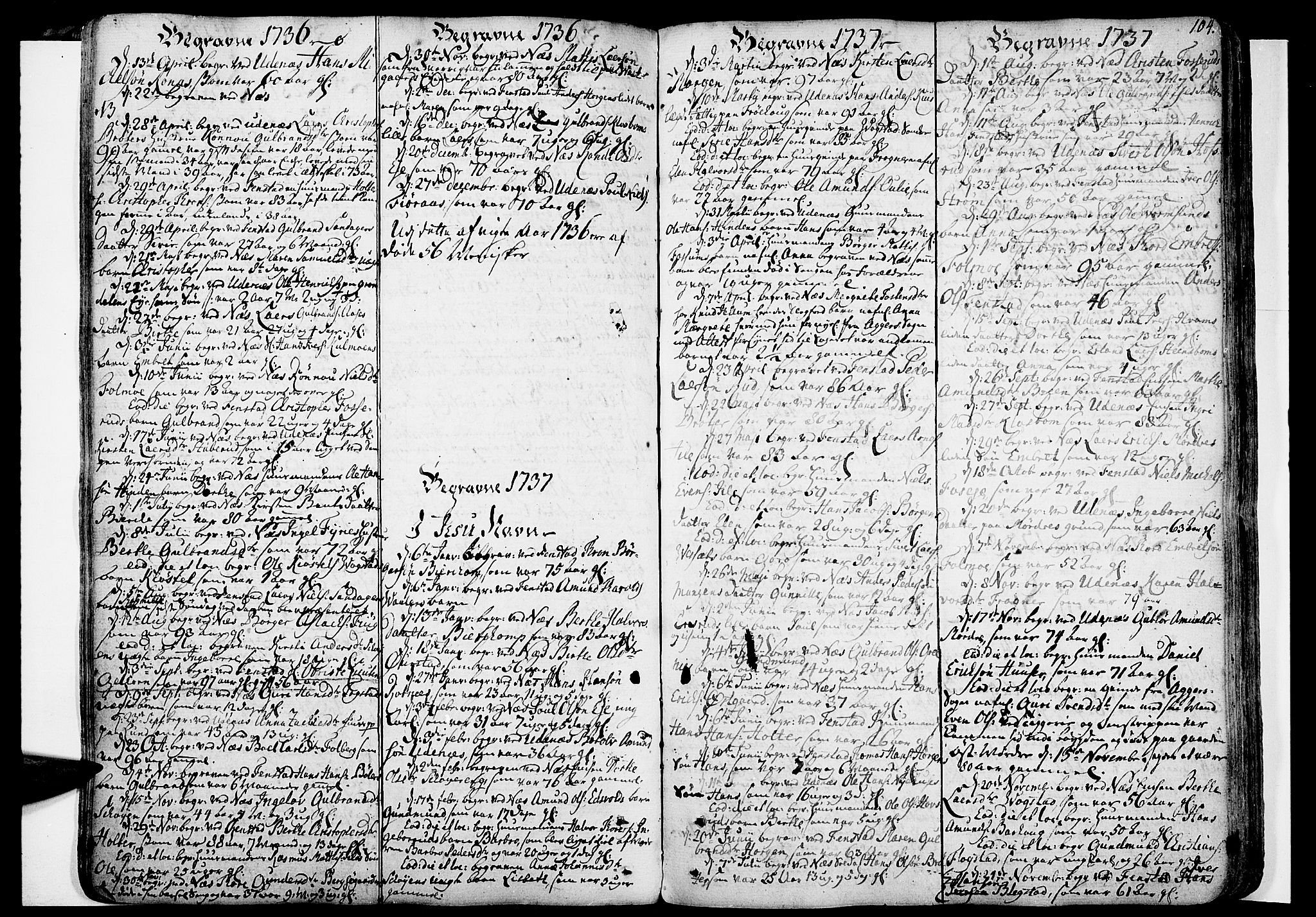 Nes prestekontor Kirkebøker, SAO/A-10410/F/Fa/L0003: Ministerialbok nr. I 3, 1734-1781, s. 104