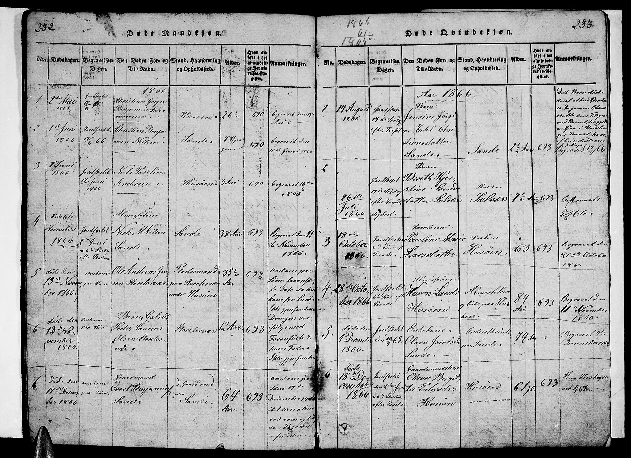 Ministerialprotokoller, klokkerbøker og fødselsregistre - Nordland, SAT/A-1459/840/L0581: Klokkerbok nr. 840C01, 1820-1873, s. 232-233