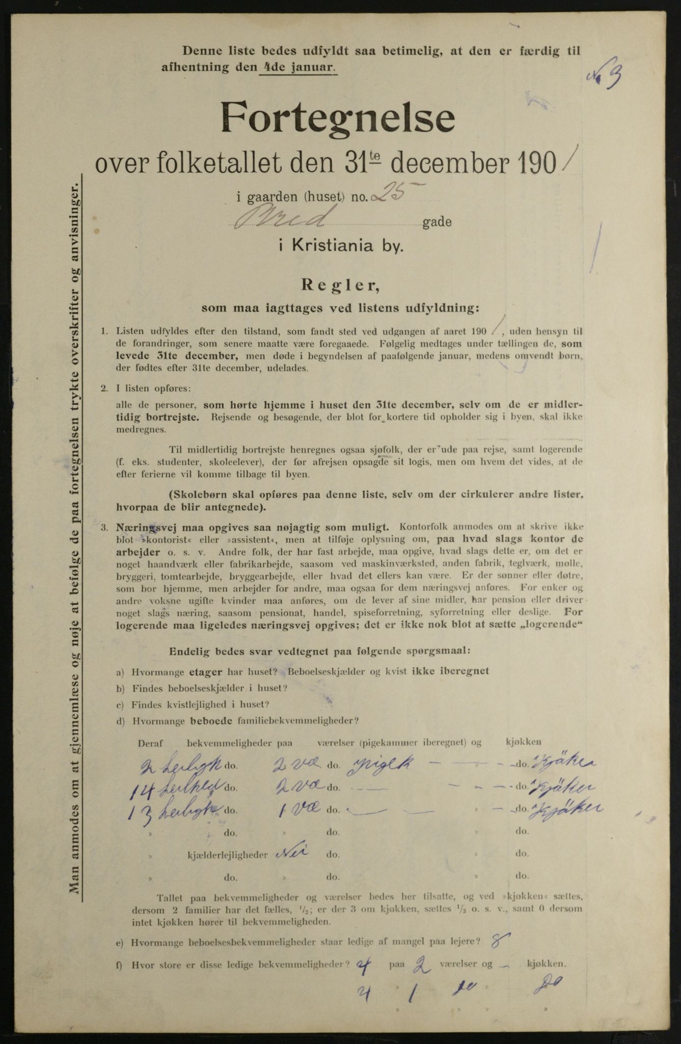 OBA, Kommunal folketelling 31.12.1901 for Kristiania kjøpstad, 1901, s. 1416