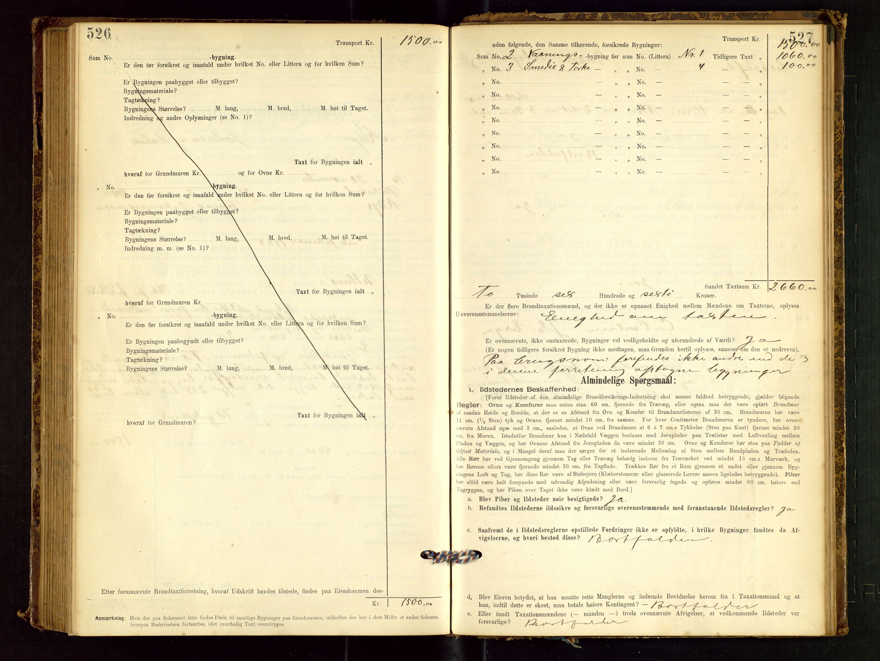 Klepp lensmannskontor, AV/SAST-A-100163/Goc/L0001: "Brandtaxationsprotokol" m/register, 1895-1898, s. 526-527