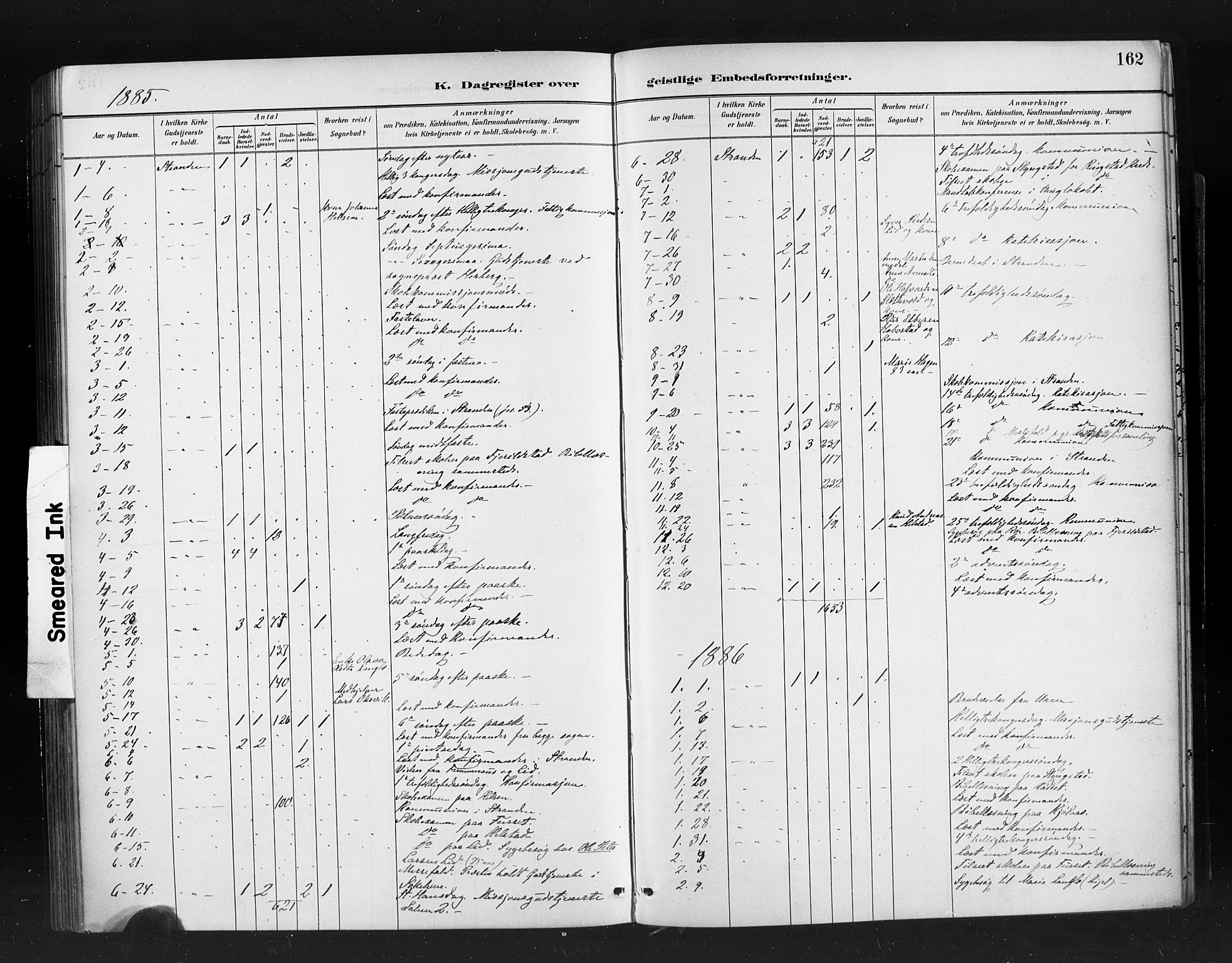 Ministerialprotokoller, klokkerbøker og fødselsregistre - Møre og Romsdal, AV/SAT-A-1454/520/L0283: Ministerialbok nr. 520A12, 1882-1898, s. 162