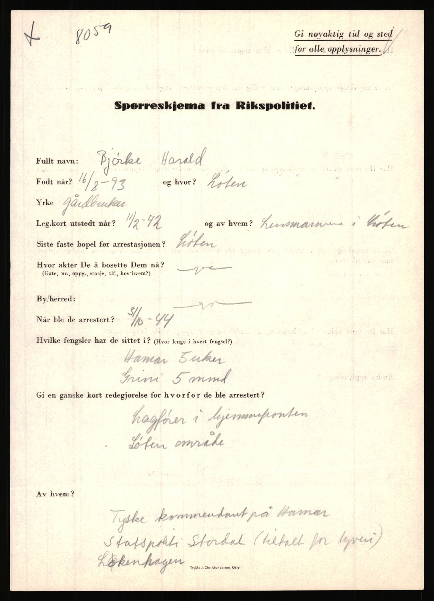 Rikspolitisjefen, AV/RA-S-1560/L/L0002: Berg, Alf - Bråthen, Thorleif, 1940-1945, s. 537