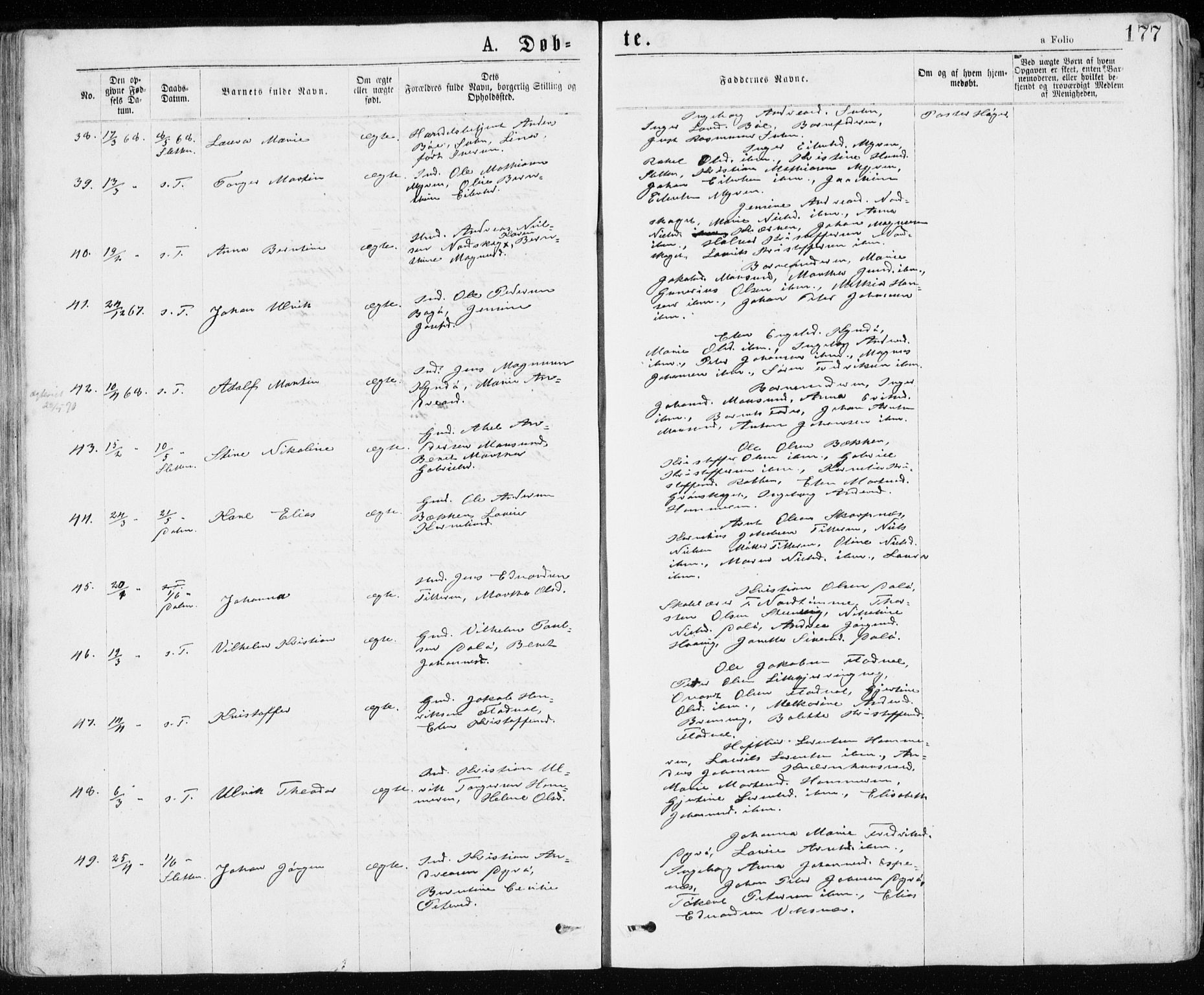 Ministerialprotokoller, klokkerbøker og fødselsregistre - Sør-Trøndelag, AV/SAT-A-1456/640/L0576: Ministerialbok nr. 640A01, 1846-1876, s. 177