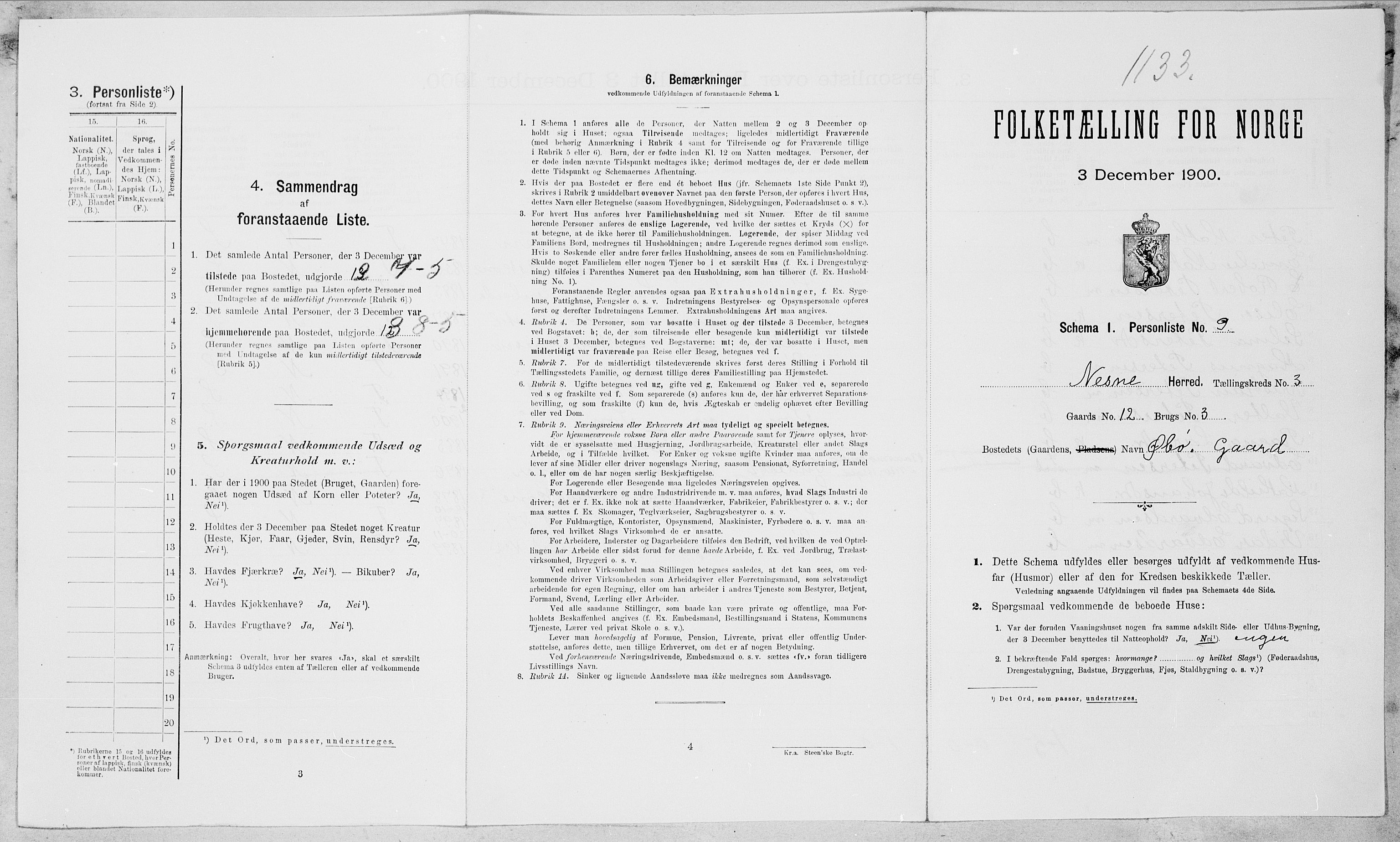 SAT, Folketelling 1900 for 1828 Nesna herred, 1900, s. 187