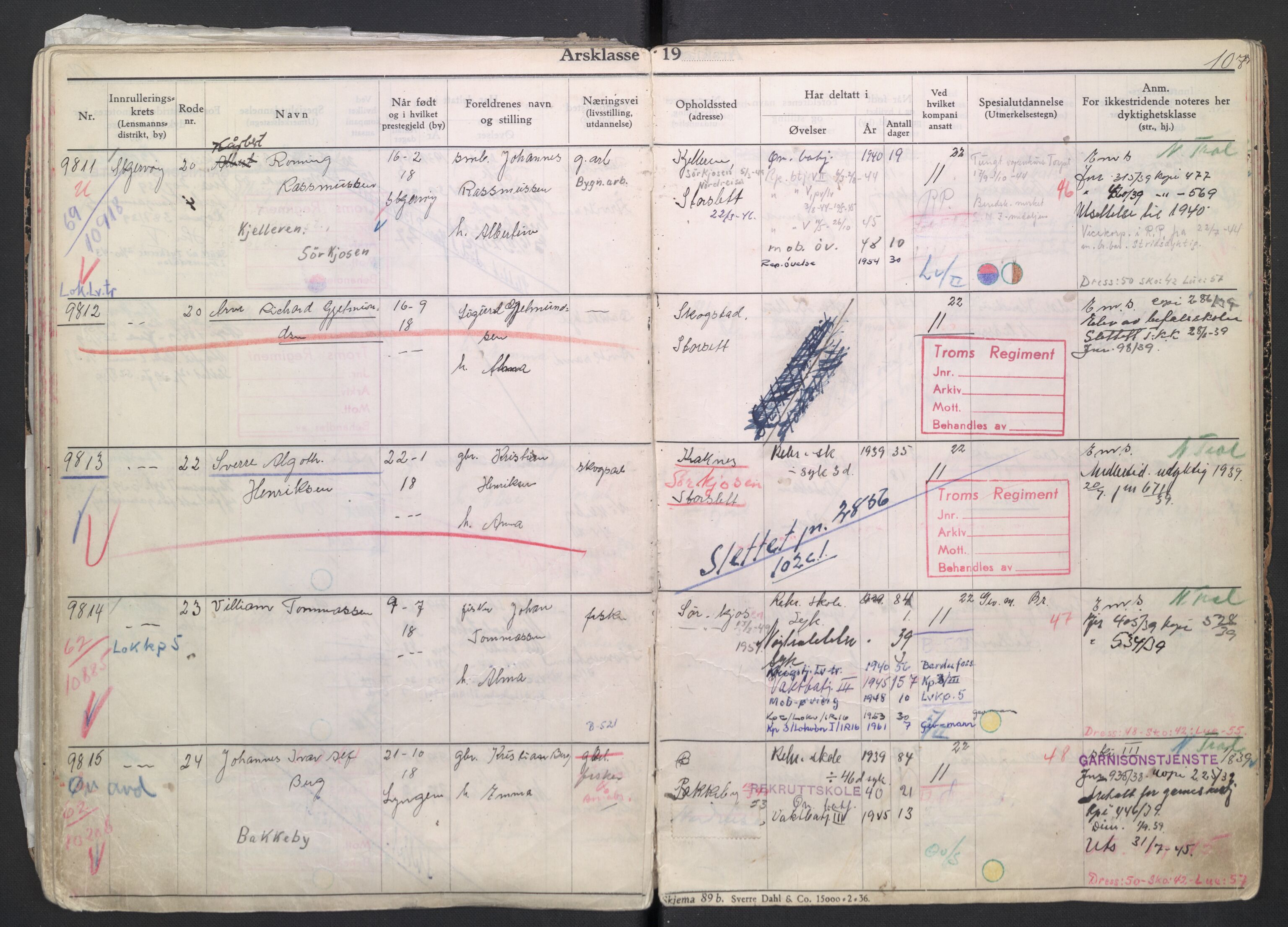 Forsvaret, Troms infanteriregiment nr. 16, AV/RA-RAFA-3146/P/Pa/L0007/0004: Ruller / Rulle for regimentets menige mannskaper, årsklasse 1939, 1939, s. 107