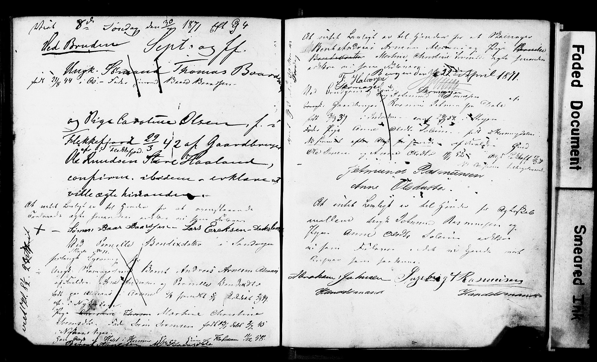 Korskirken sokneprestembete, SAB/A-76101: Forlovererklæringer nr. II.5.3, 1865-1871, s. 217